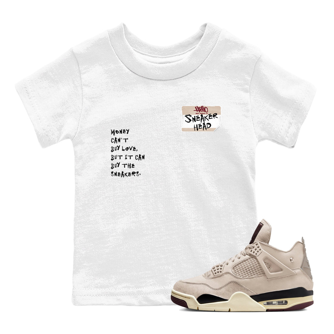 4s A Ma Maniere x Fossil Stone shirts to match jordans Sneakerhead Badge sneaker match tees Air Jordan 4 A Ma Maniere x Fossil Stone match shoes to clothes Drip Gear Zone Youth Baby White 1 tee