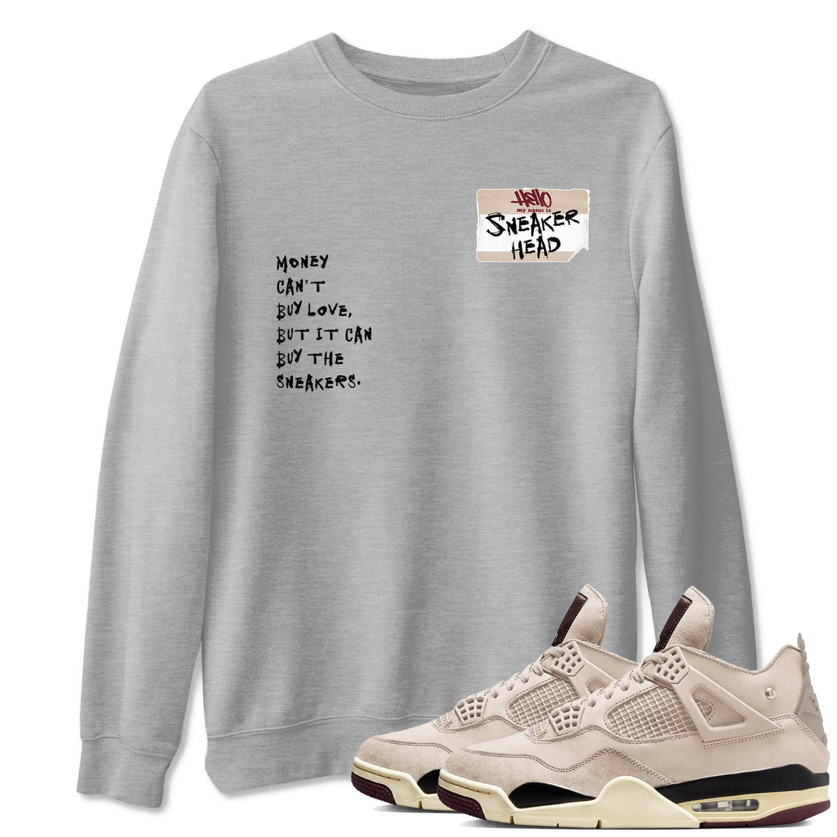 4s A Ma Maniere x Fossil Stone shirts to match jordans Sneakerhead Badge sneaker match tees Air Jordan 4 A Ma Maniere x Fossil Stone match shoes to clothes Drip Gear Zone unisex cotton Heather Grey 1 shirts