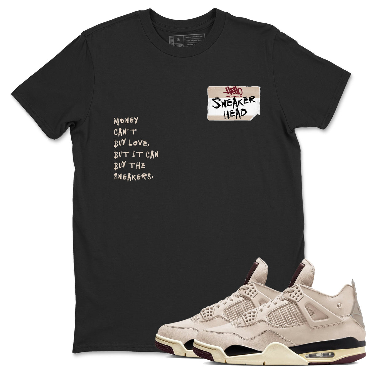 4s A Ma Maniere x Fossil Stone shirts to match jordans Sneakerhead Badge sneaker match tees Air Jordan 4 A Ma Maniere x Fossil Stone match shoes to clothes Drip Gear Zone unisex cotton Black 1 shirts
