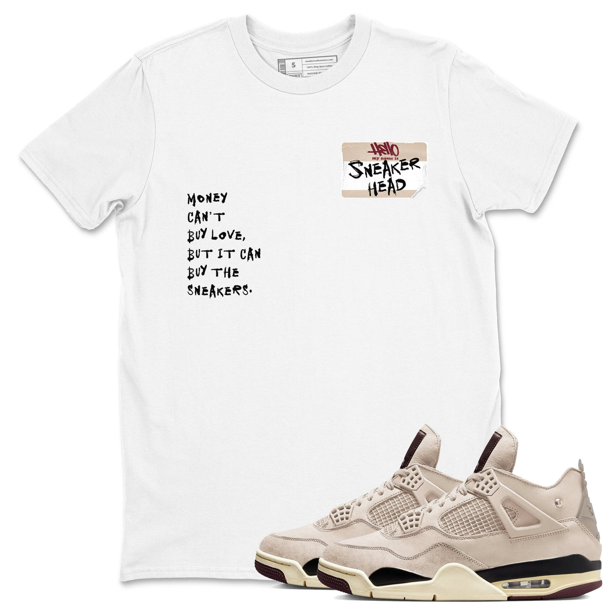 4s A Ma Maniere x Fossil Stone shirts to match jordans Sneakerhead Badge sneaker match tees Air Jordan 4 A Ma Maniere x Fossil Stone match shoes to clothes Drip Gear Zone unisex cotton White 1 shirts