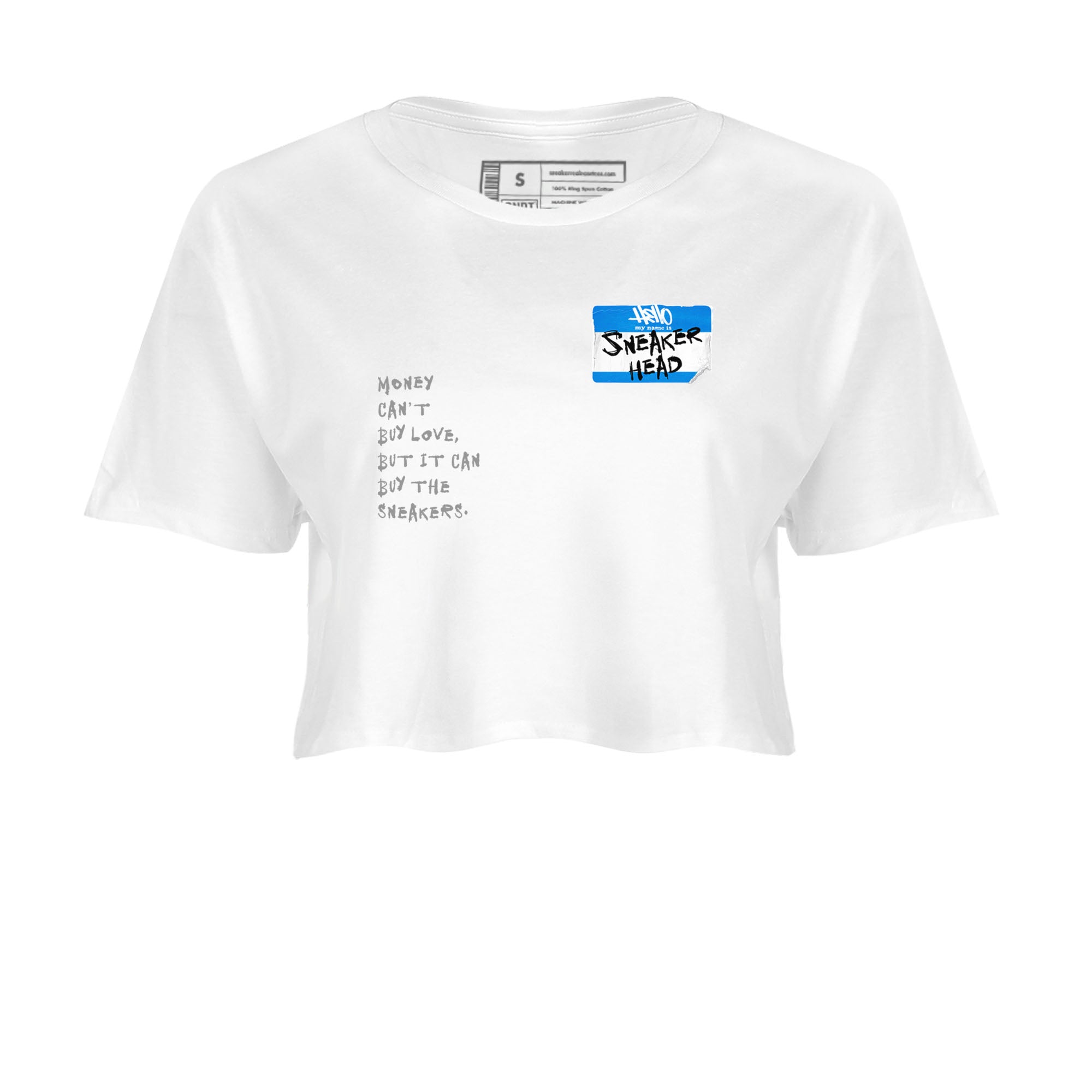 Air Jordan 4 Retro Military Blue shirt to match jordans Sneakerhead Badge sneaker tees AJ4 Military Blue Drip Gear Zone White 2 crop length shirt
