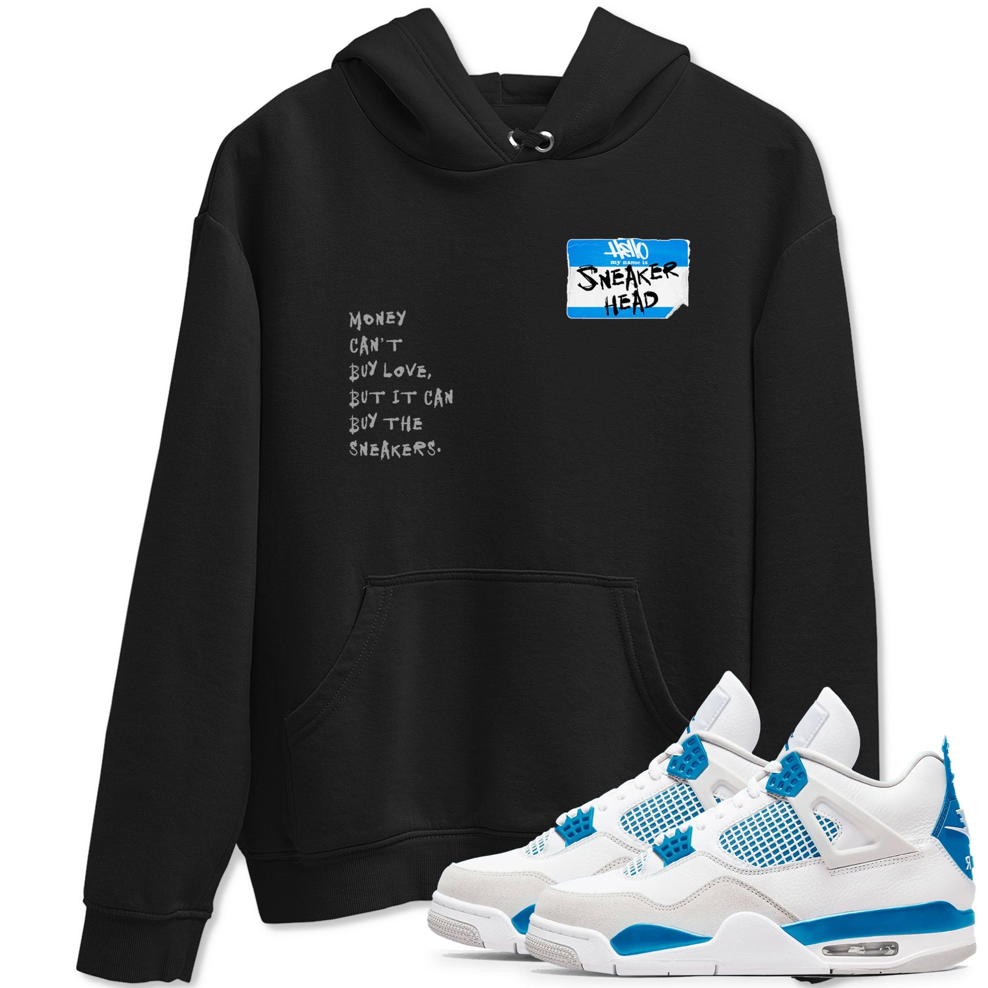 Air Jordan 4 Retro Military Blue shirt to match jordans Sneakerhead Badge sneaker tees AJ4 Military Blue Drip Gear Zone unisex cotton Black 1 crew neck shirt