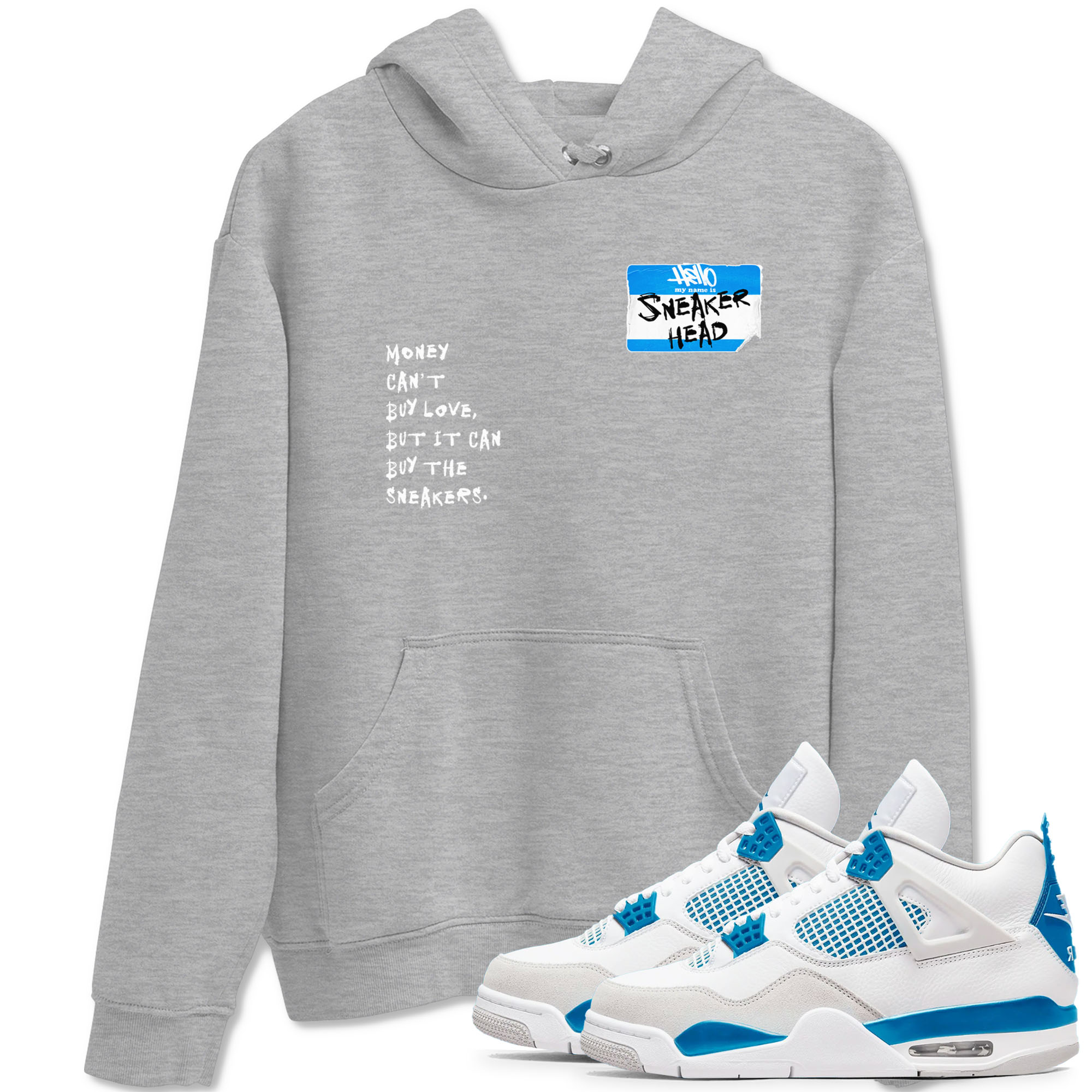 Air Jordan 4 Retro Military Blue shirt to match jordans Sneakerhead Badge sneaker tees AJ4 Military Blue Drip Gear Zone unisex cotton Heather Grey 1 crew neck shirt
