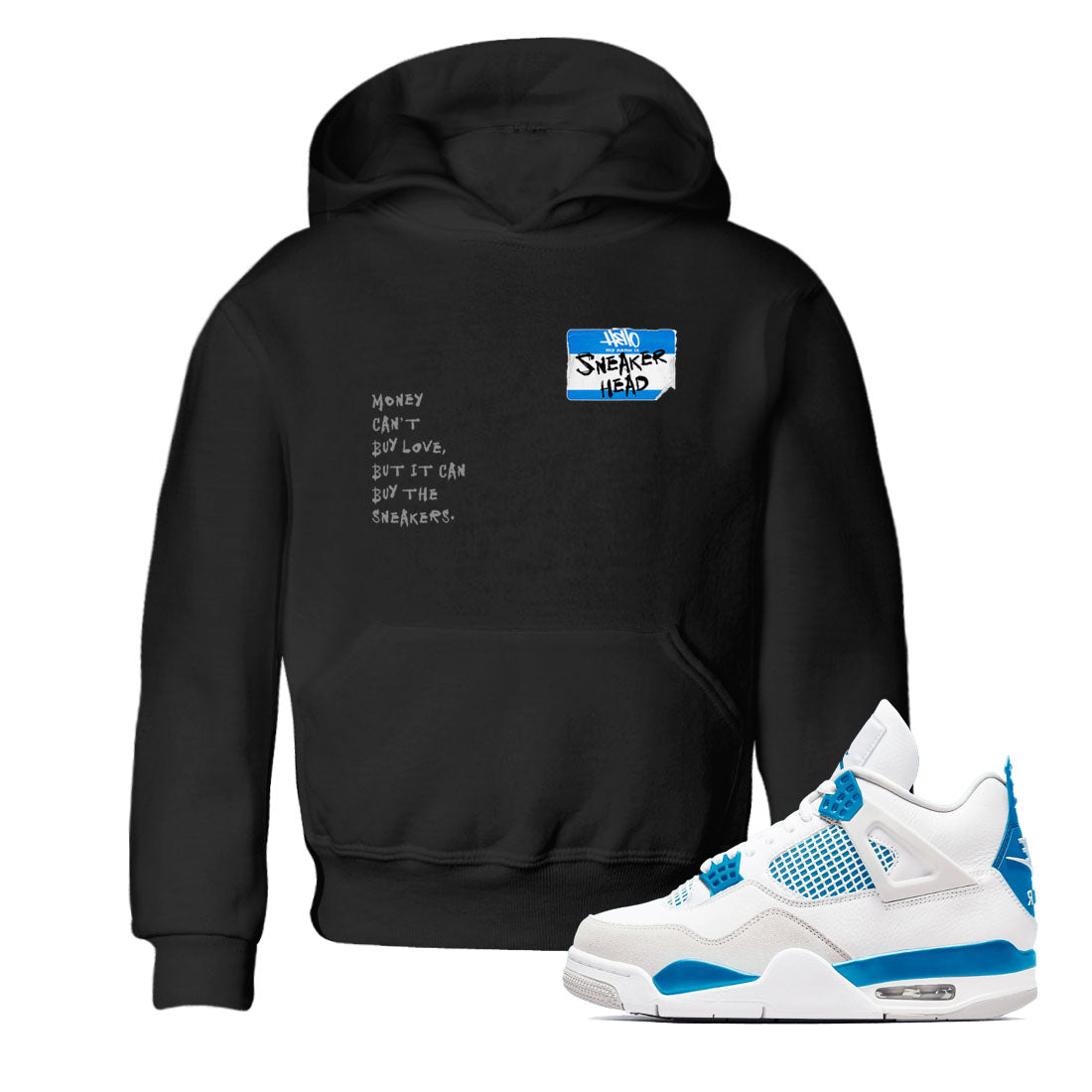 Air Jordan 4 Retro Military Blue shirt to match jordans Sneakerhead Badge sneaker tees AJ4 Military Blue Drip Gear Zone baby toddler Black 1 cotton Shirt