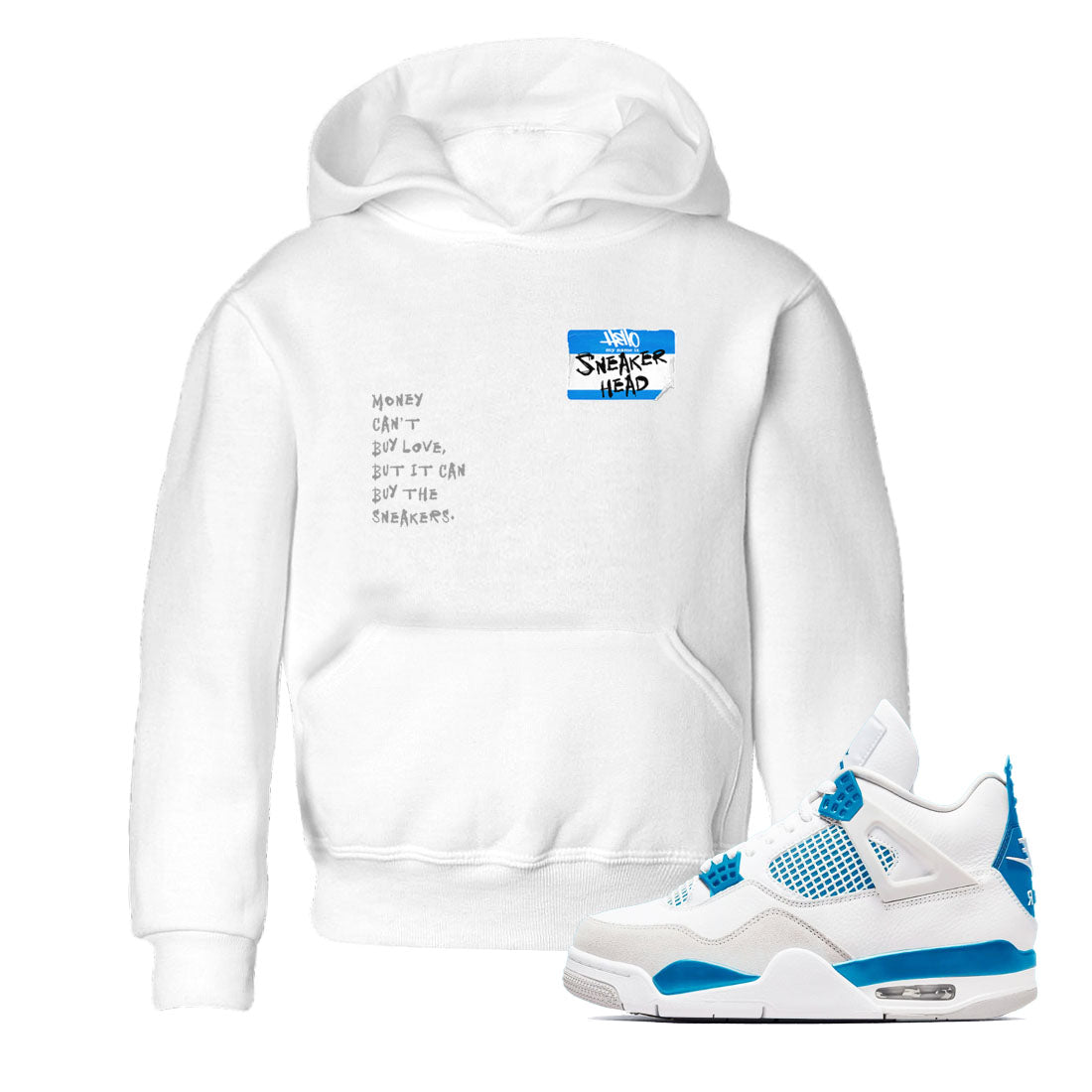 Air Jordan 4 Retro Military Blue shirt to match jordans Sneakerhead Badge sneaker tees AJ4 Military Blue Drip Gear Zone baby toddler White 1 cotton Shirt