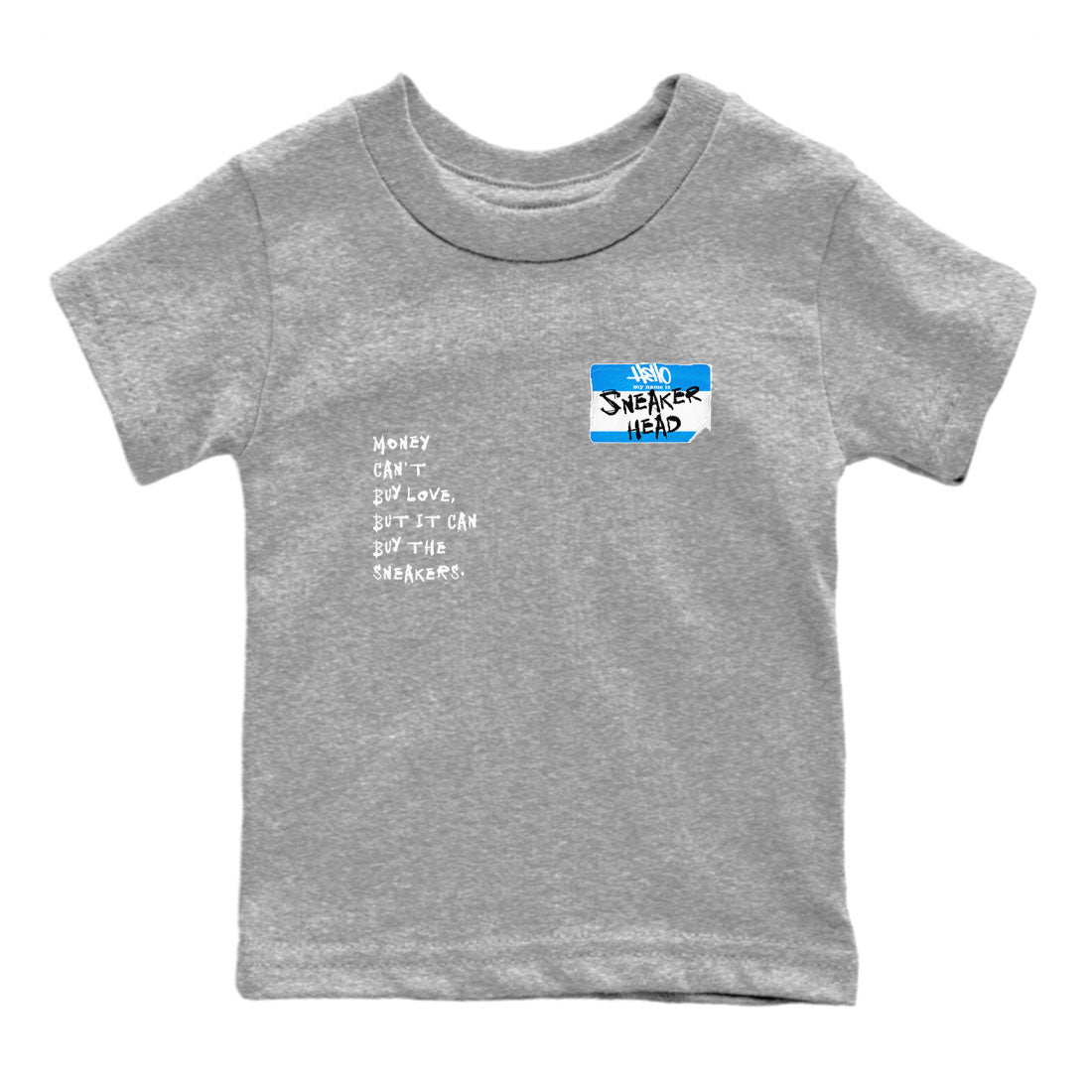 Air Jordan 4 Retro Military Blue shirt to match jordans Sneakerhead Badge sneaker tees AJ4 Military Blue Drip Gear Zone baby toddler Heather Grey 2 cotton Shirt