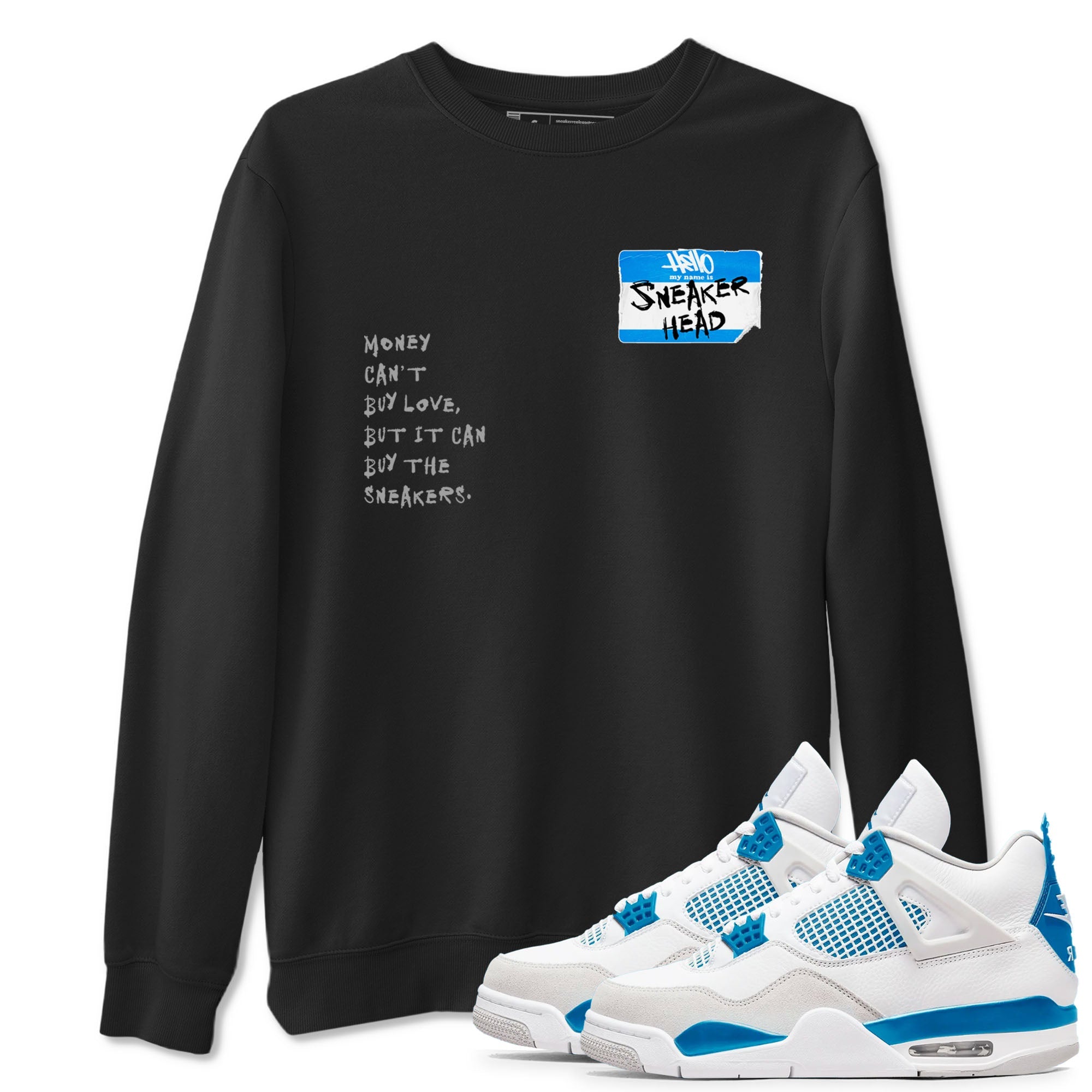 Air Jordan 4 Retro Military Blue shirt to match jordans Sneakerhead Badge sneaker tees AJ4 Military Blue Drip Gear Zone unisex cotton Black 1 crew neck shirt
