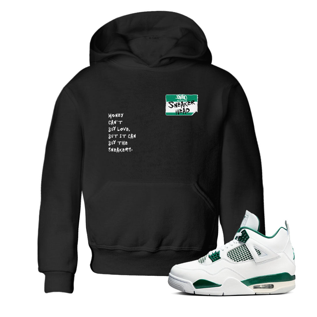 4s Oxidized Green shirts to match jordans Sneakerhead Badge sneaker match tees Air Jordan 4 Oxidized Green Drip Gear Zone streetwear brand Baby and Youth Black 1 cotton tee