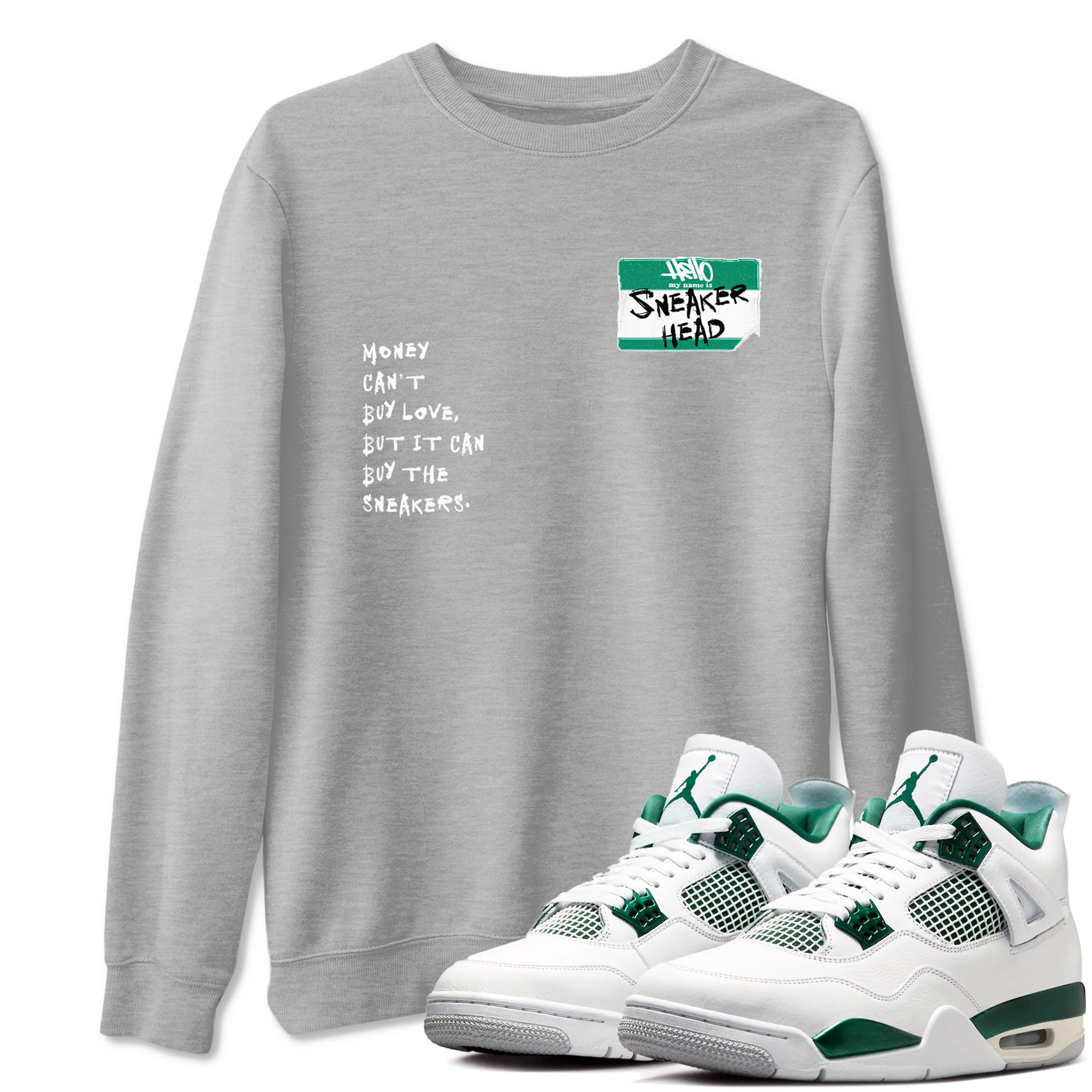 4s Oxidized Green shirts to match jordans Sneakerhead Badge sneaker match tees Air Jordan 4 Oxidized Green Drip Gear Zone streetwear brand Heather Grey 1 unisex cotton tee