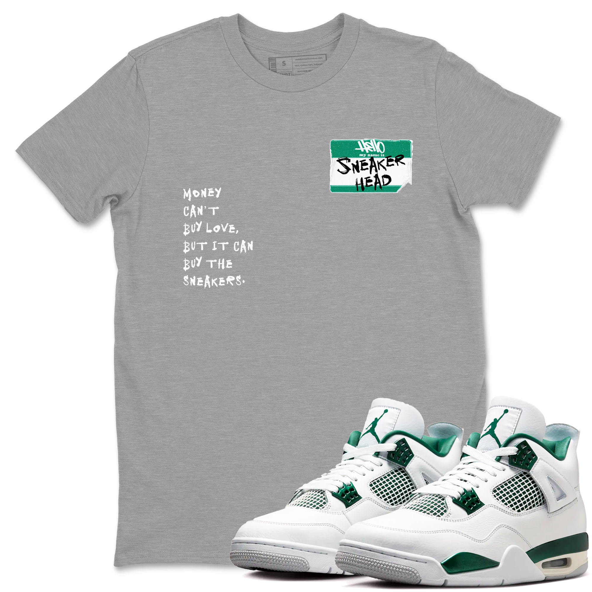 4s Oxidized Green shirts to match jordans Sneakerhead Badge sneaker match tees Air Jordan 4 Oxidized Green Drip Gear Zone streetwear brand Heather Grey 1 unisex cotton tee