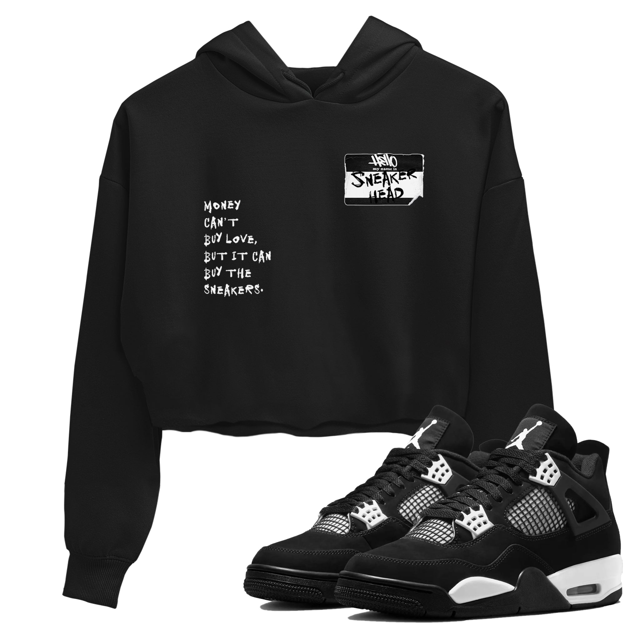 Air Jordan 4 White Thunder shirts to match jordans Sneakerhead Badge sneaker match tees Air Jordan 4 Retro White Thunder Drip Gear Zone streetwear brand Black 1 crop tee