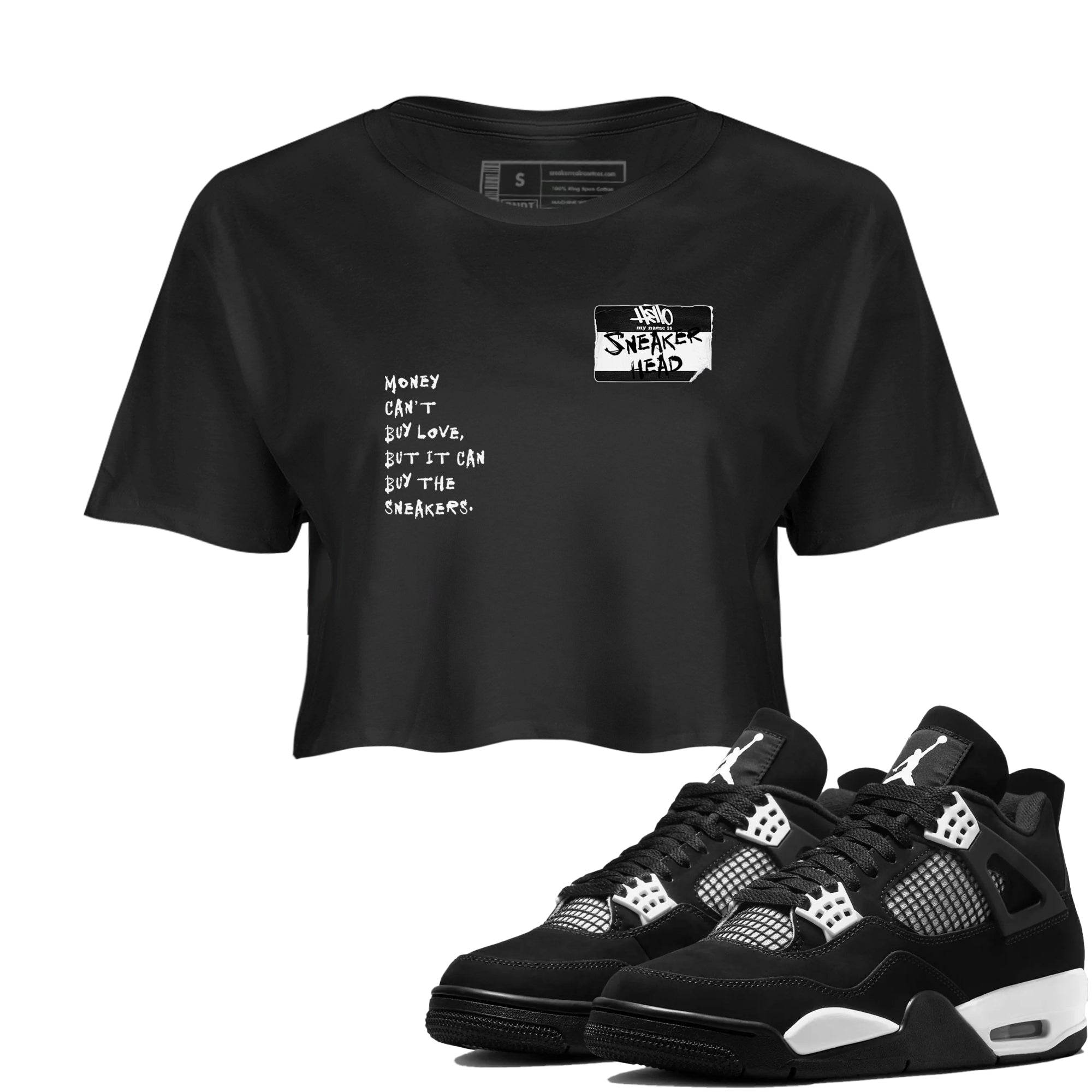 Air Jordan 4 White Thunder shirts to match jordans Sneakerhead Badge sneaker match tees Air Jordan 4 Retro White Thunder Drip Gear Zone streetwear brand Black 1 crop tee