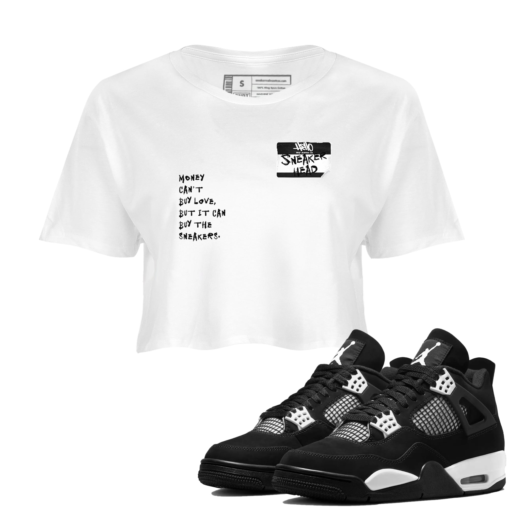 Air Jordan 4 White Thunder shirts to match jordans Sneakerhead Badge sneaker match tees Air Jordan 4 Retro White Thunder Drip Gear Zone streetwear brand White 1 crop tee