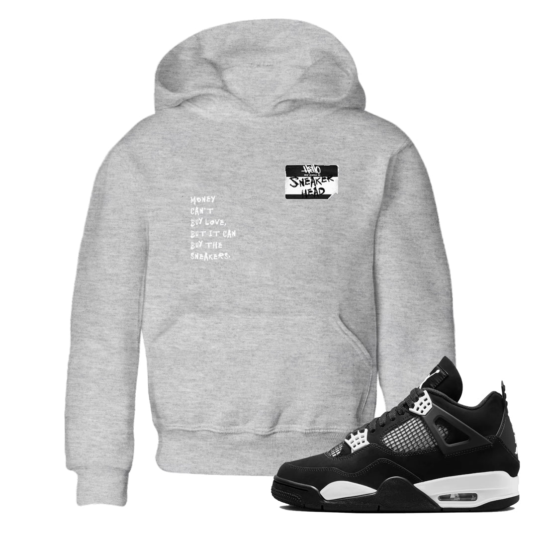 Air Jordan 4 White Thunder shirts to match jordans Sneakerhead Badge sneaker match tees Air Jordan 4 Retro White Thunder Drip Gear Zone streetwear brand Baby and Youth Heather Grey 1 cotton tee