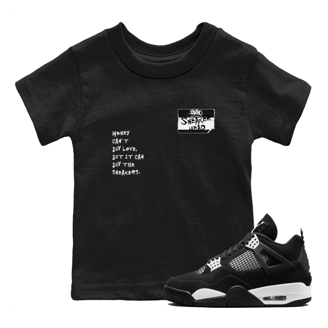 Air Jordan 4 White Thunder shirts to match jordans Sneakerhead Badge sneaker match tees Air Jordan 4 Retro White Thunder Drip Gear Zone streetwear brand Baby and Youth Black 1 cotton tee