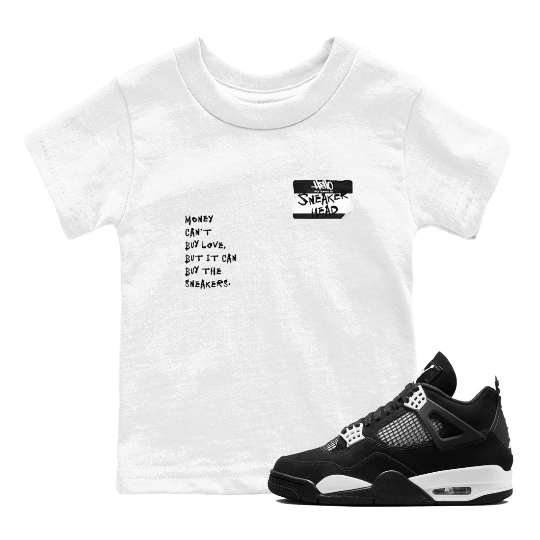 Air Jordan 4 White Thunder shirts to match jordans Sneakerhead Badge sneaker match tees Air Jordan 4 Retro White Thunder Drip Gear Zone streetwear brand Baby and Youth White 1 cotton tee