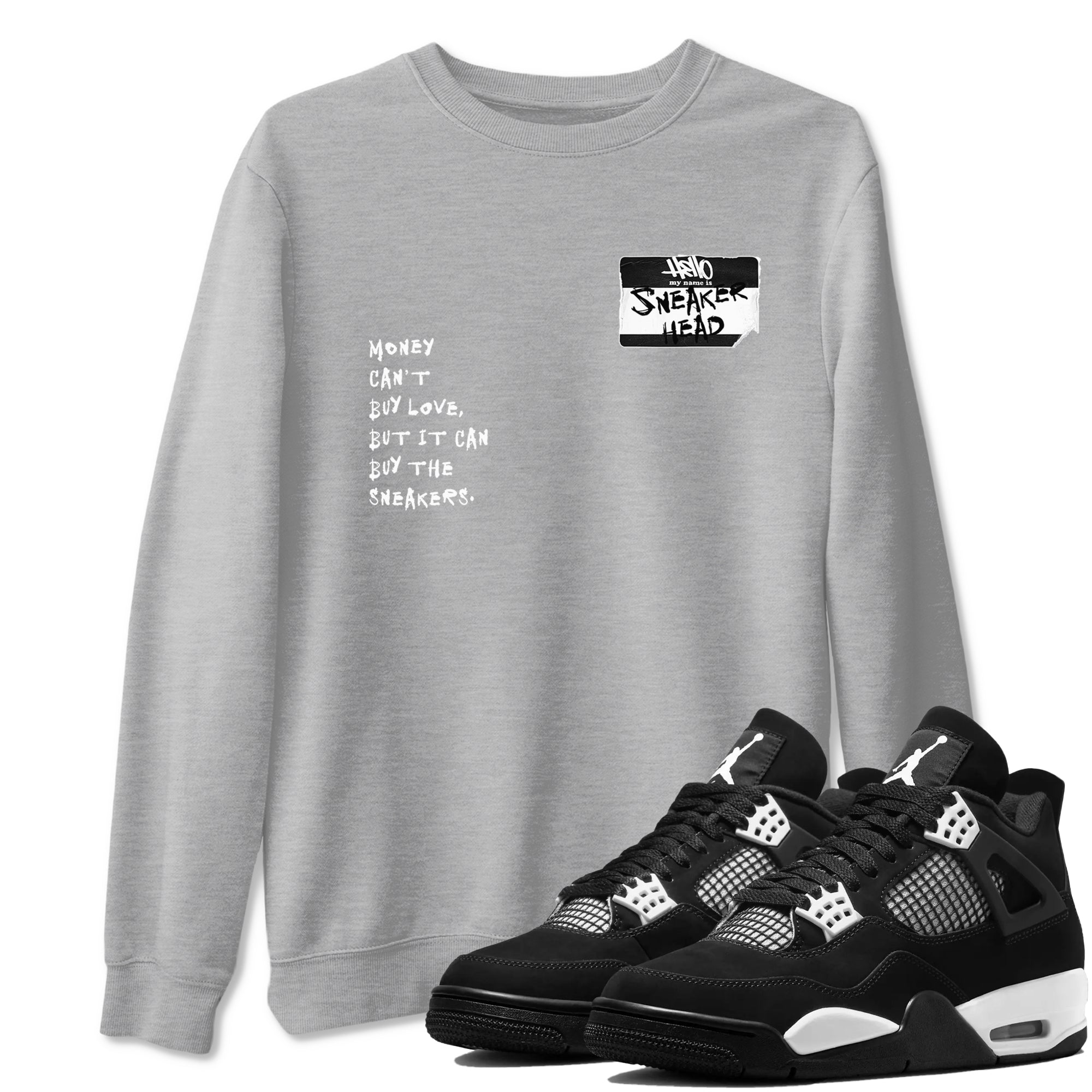 Air Jordan 4 White Thunder shirts to match jordans Sneakerhead Badge sneaker match tees Air Jordan 4 Retro White Thunder Drip Gear Zone streetwear brand Heather Grey 1 unisex cotton tee