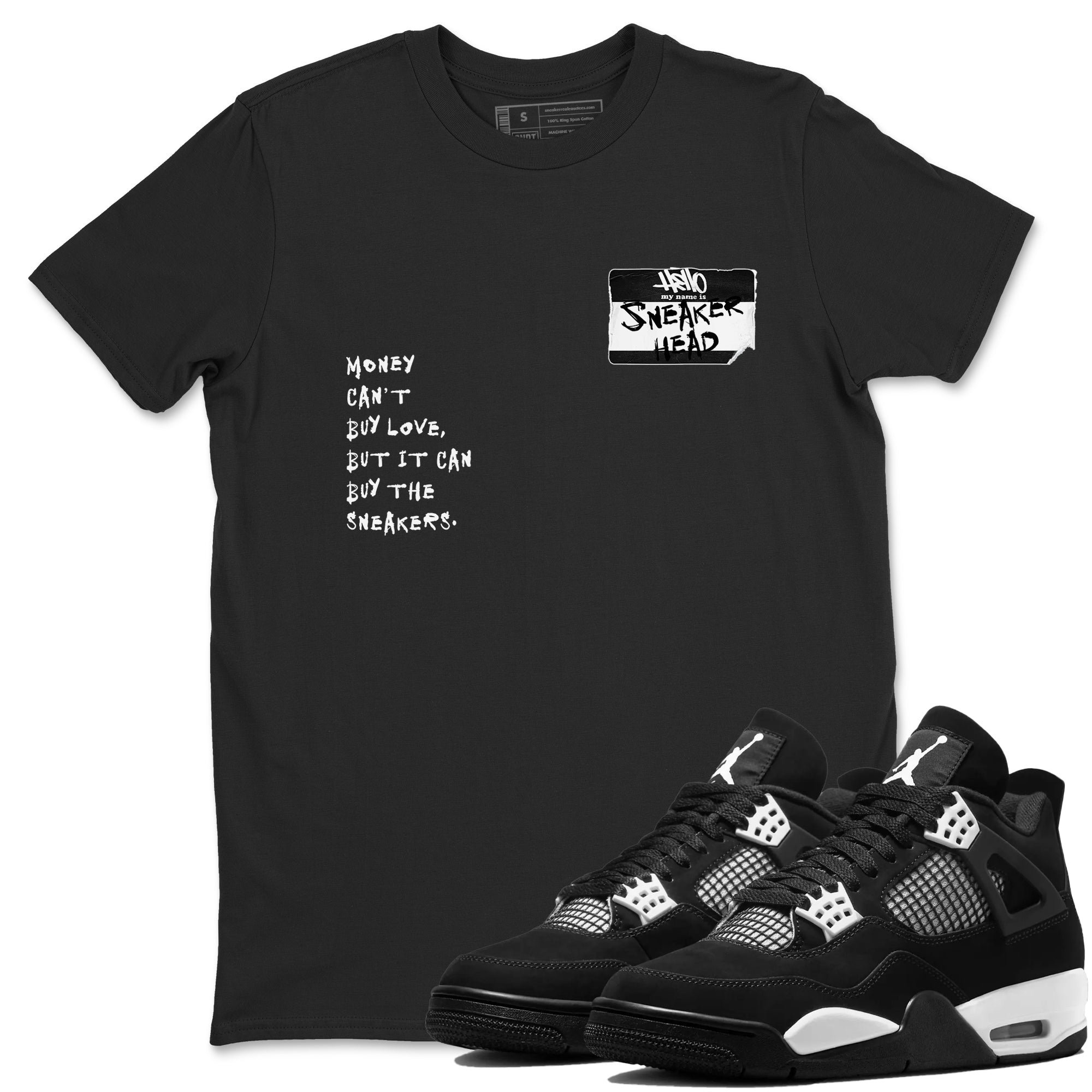 Air Jordan 4 White Thunder shirts to match jordans Sneakerhead Badge sneaker match tees Air Jordan 4 Retro White Thunder Drip Gear Zone streetwear brand Black 1 unisex cotton tee