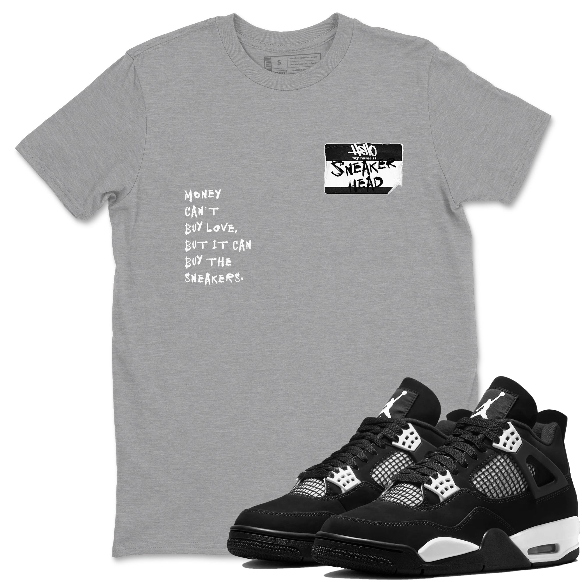 Air Jordan 4 White Thunder shirts to match jordans Sneakerhead Badge sneaker match tees Air Jordan 4 Retro White Thunder Drip Gear Zone streetwear brand Heather Grey 1 unisex cotton tee