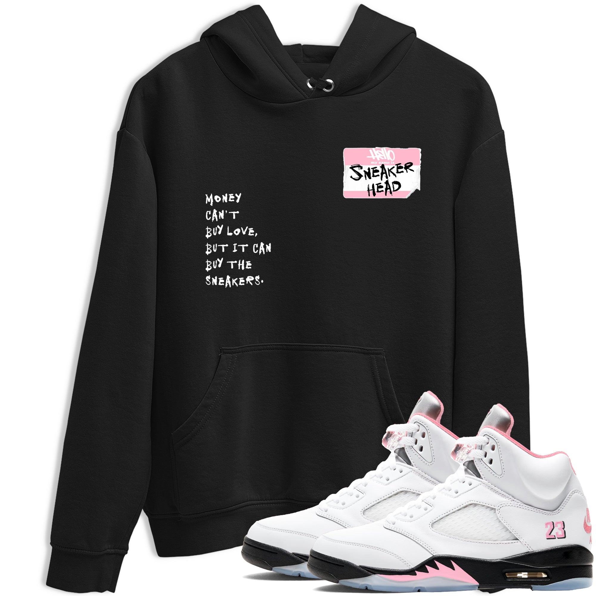 Sneaker Threads Sneaker Tees To Match Air Jordan 5 Medium Soft Pink Shoes Sneakerhead Badge Tee Black 1