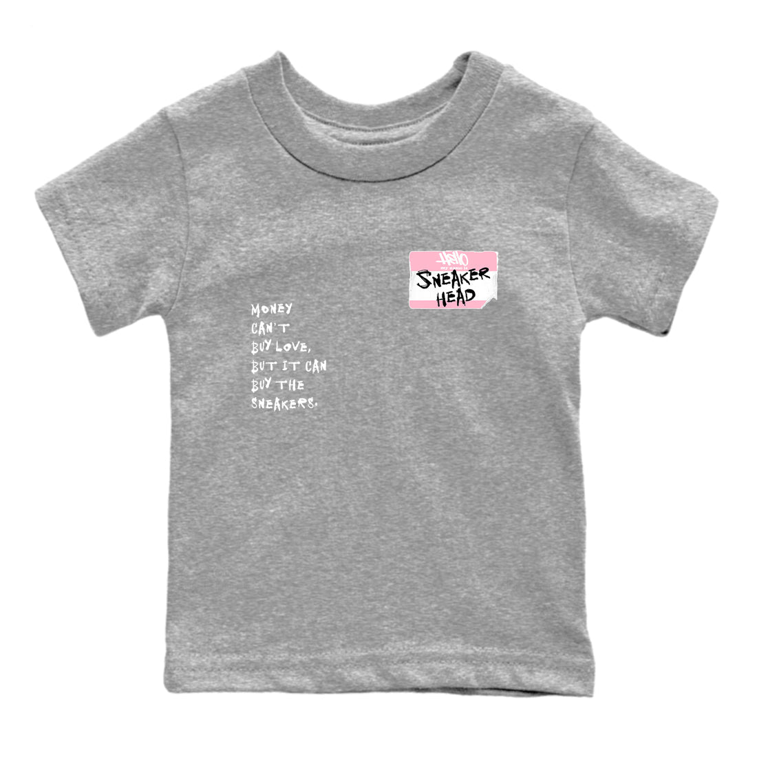 Sneaker Threads Sneaker Tees To Match Air Jordan 5 Medium Soft Pink Shoes Sneakerhead Badge Kids T-Shirt Heather Grey 2