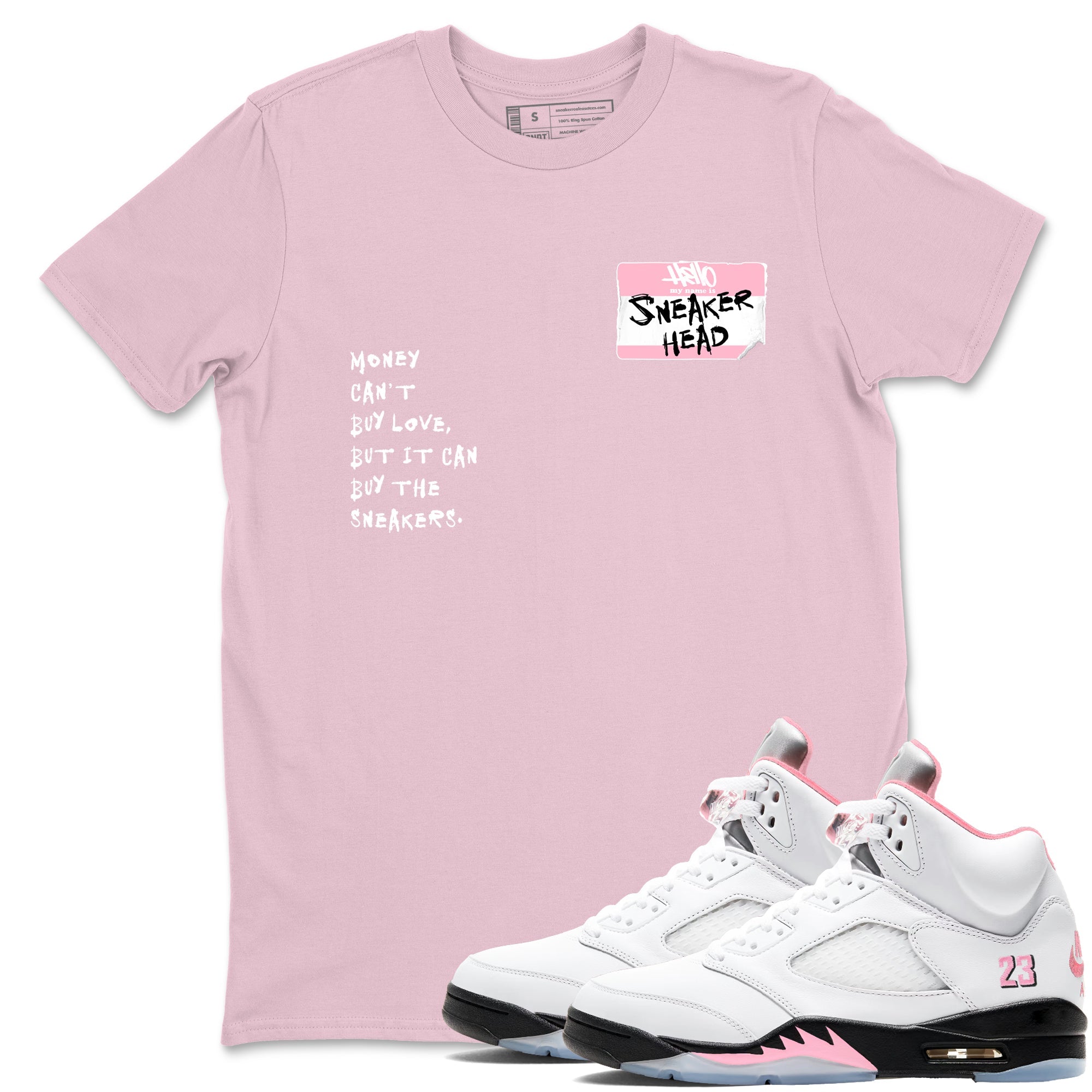 Sneaker Threads Sneaker Tees To Match Air Jordan 5 Medium Soft Pink Shoes Sneakerhead Badge Tee Pink 1