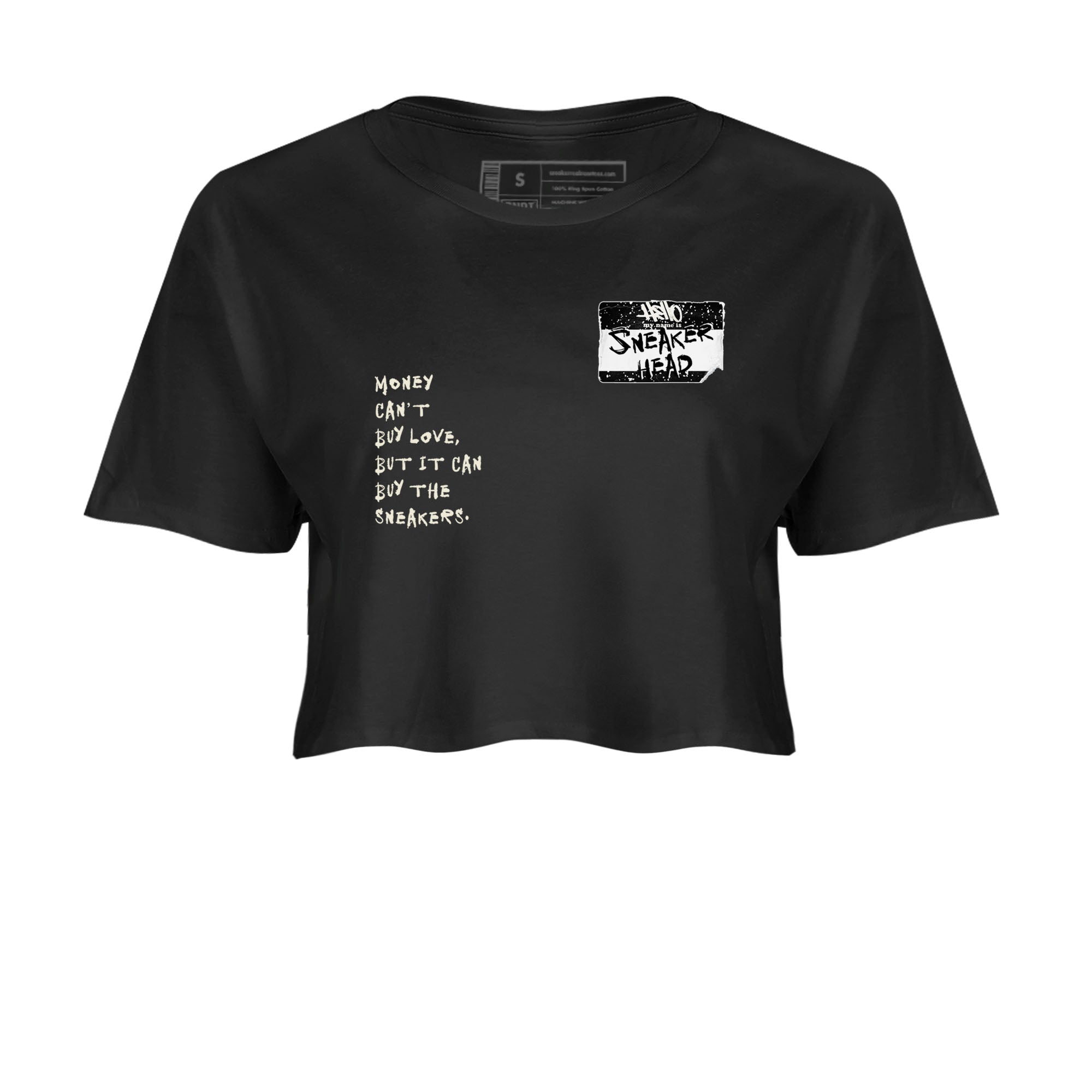 5s Sail shirt to match jordans Sneakerhead Badge sneaker tees Air Jordan 5 Sail Drip Gear Zone Black 2 crop length shirt