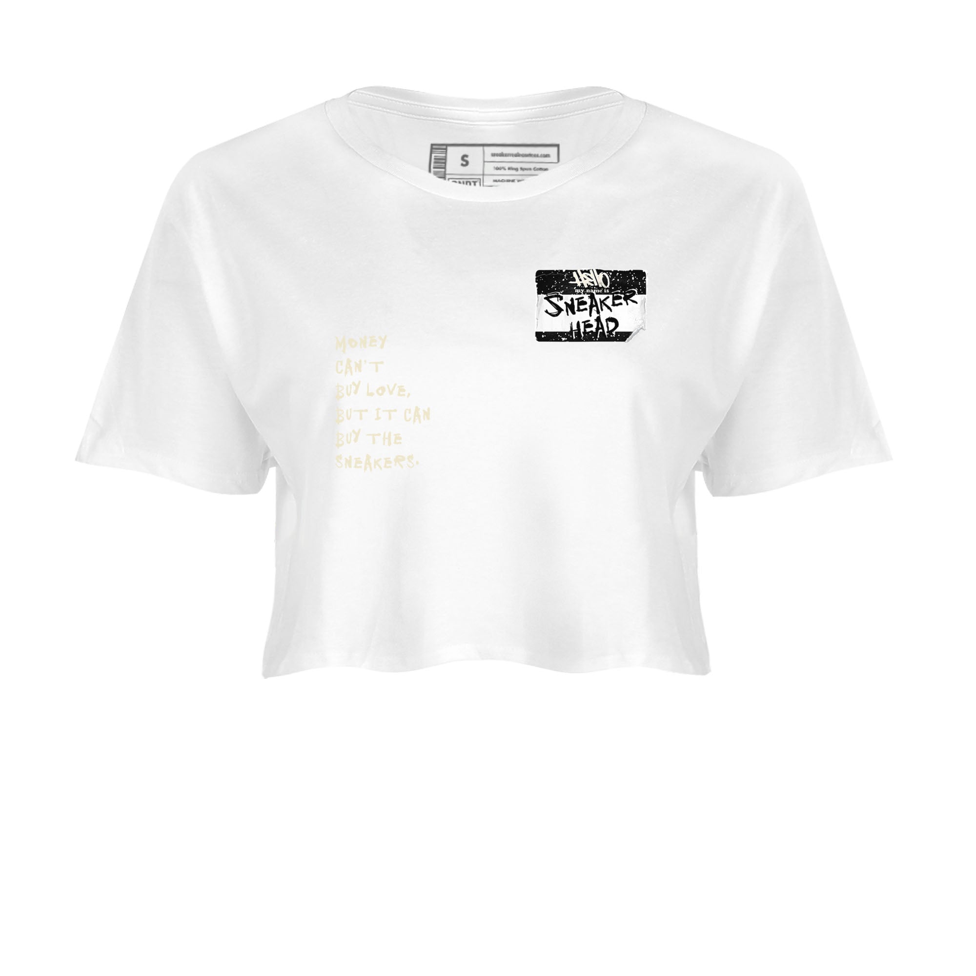 5s Sail shirt to match jordans Sneakerhead Badge sneaker tees Air Jordan 5 Sail Drip Gear Zone White 2 crop length shirt