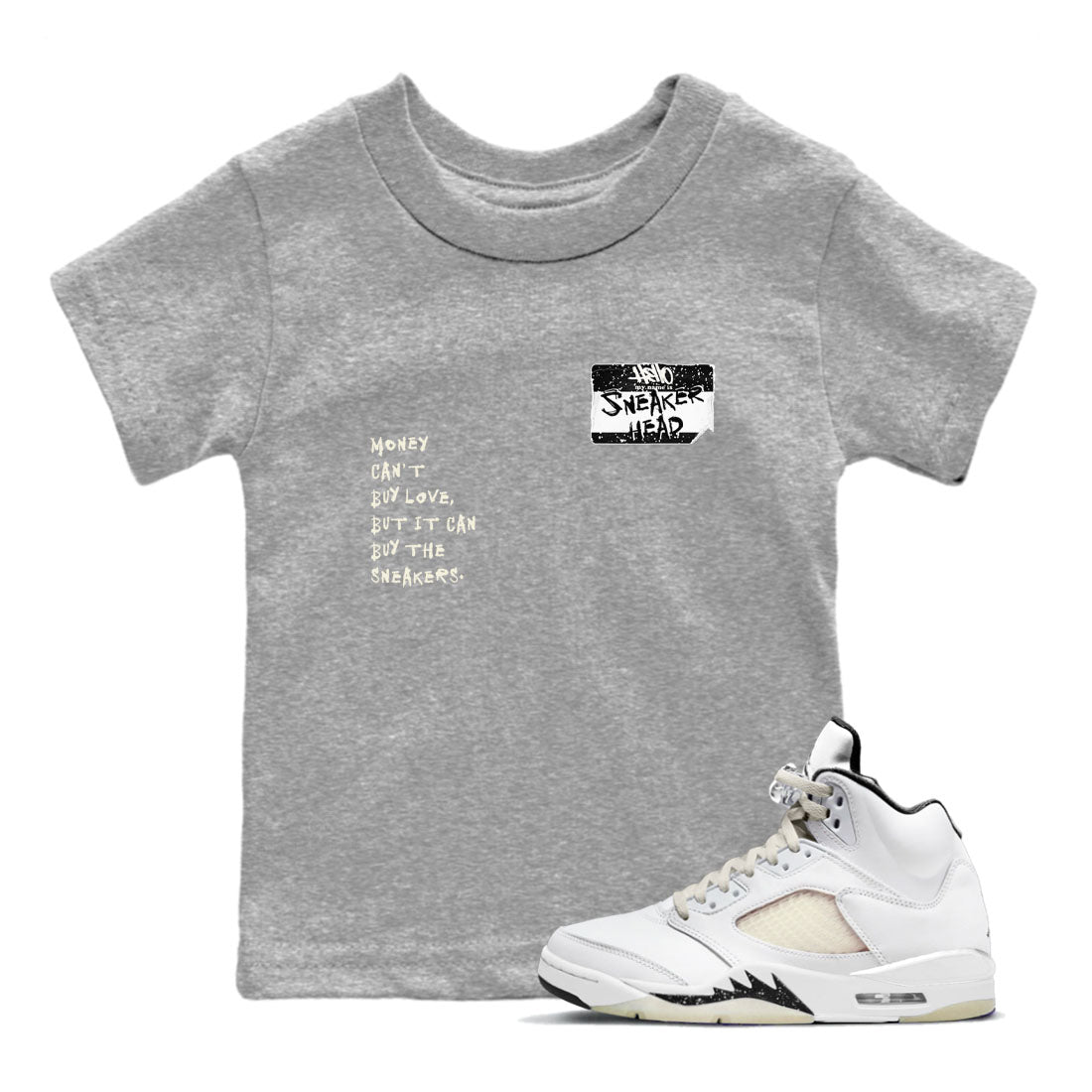 5s Sail shirt to match jordans Sneakerhead Badge sneaker tees Air Jordan 5 Sail Drip Gear Zone baby toddler Heather Grey 1 cotton Shirt