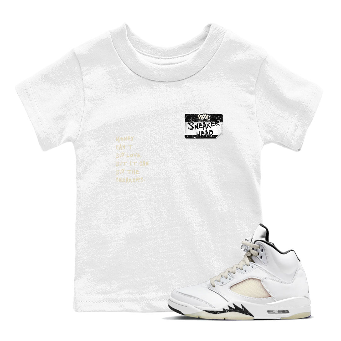 5s Sail shirt to match jordans Sneakerhead Badge sneaker tees Air Jordan 5 Sail Drip Gear Zone baby toddler White 1 cotton Shirt