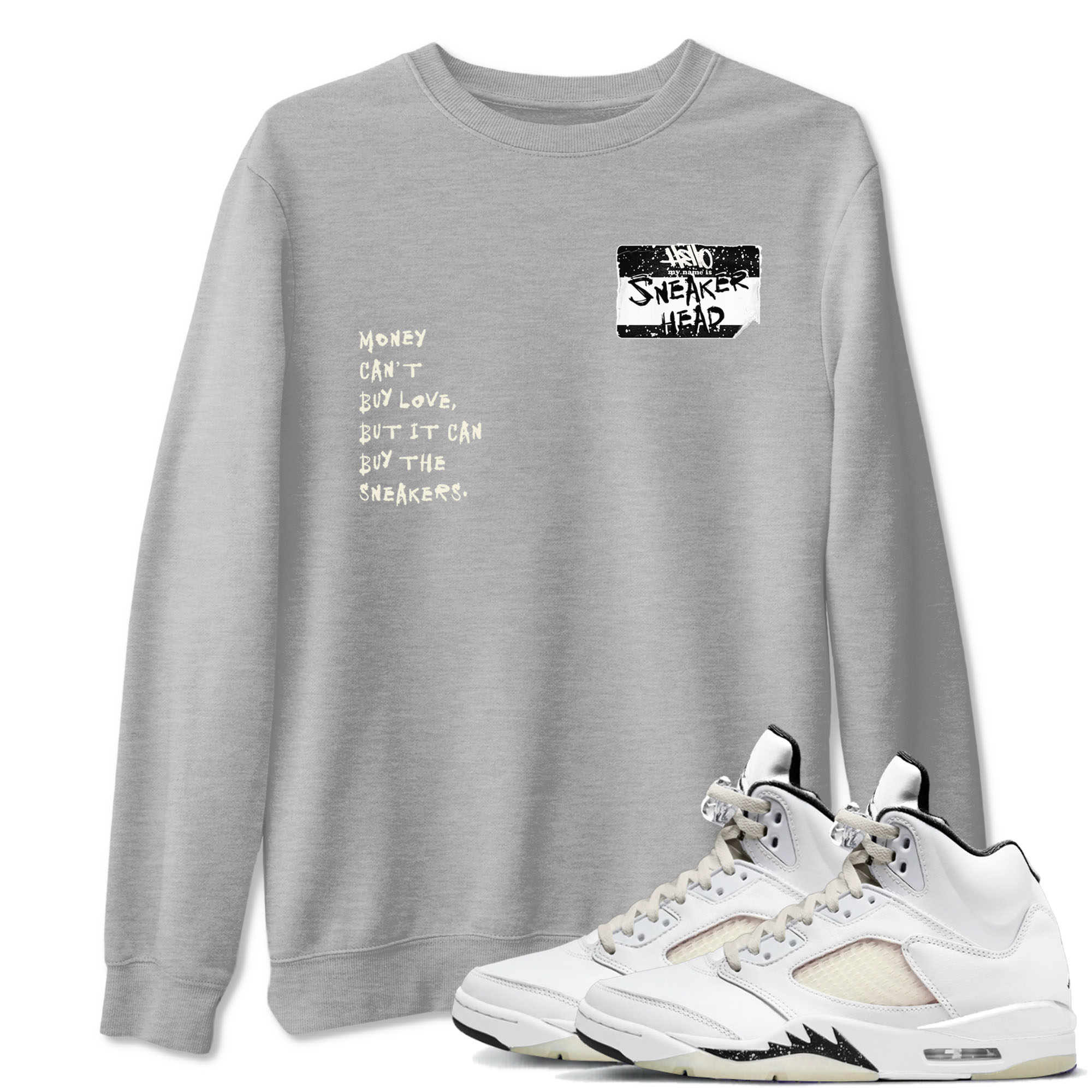 5s Sail shirt to match jordans Sneakerhead Badge sneaker tees Air Jordan 5 Sail Drip Gear Zone unisex cotton Heather Grey 1 crew neck shirt