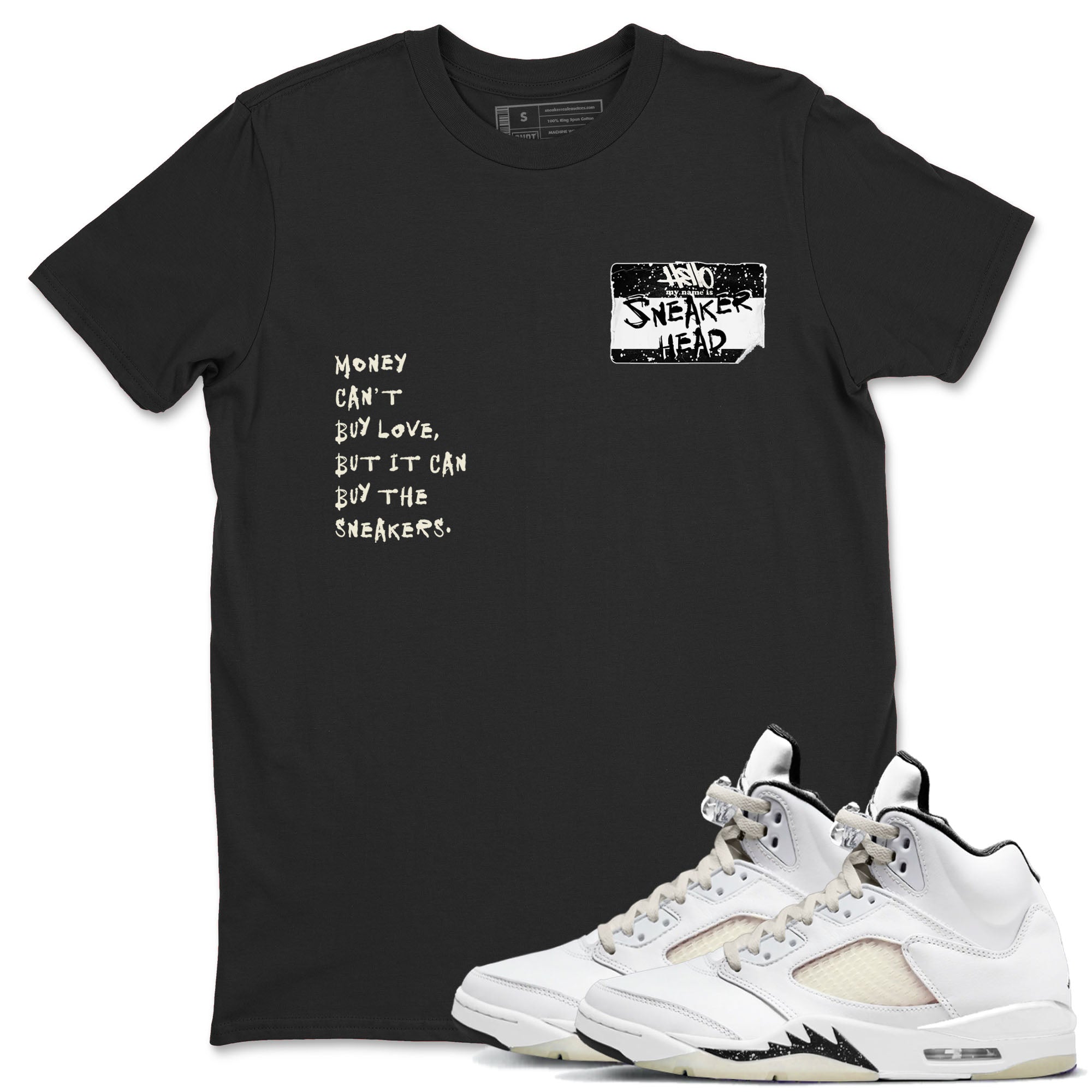 5s Sail shirt to match jordans Sneakerhead Badge sneaker tees Air Jordan 5 Sail Drip Gear Zone unisex cotton Black 1 crew neck shirt