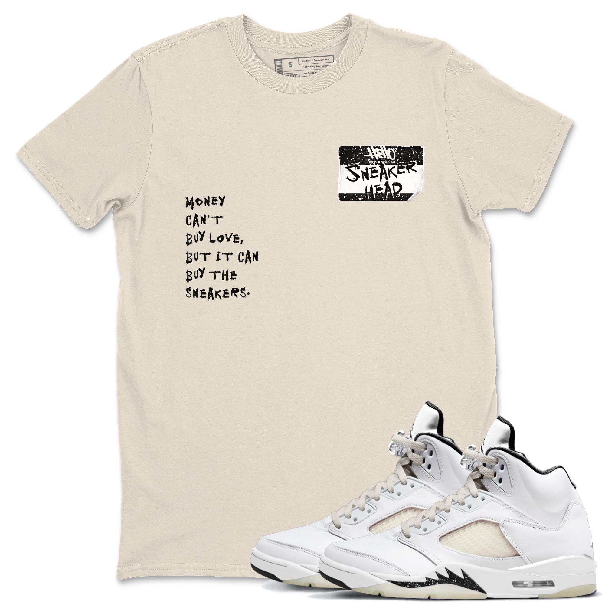5s Sail shirt to match jordans Sneakerhead Badge sneaker tees Air Jordan 5 Sail Drip Gear Zone unisex cotton Natural 1 crew neck shirt