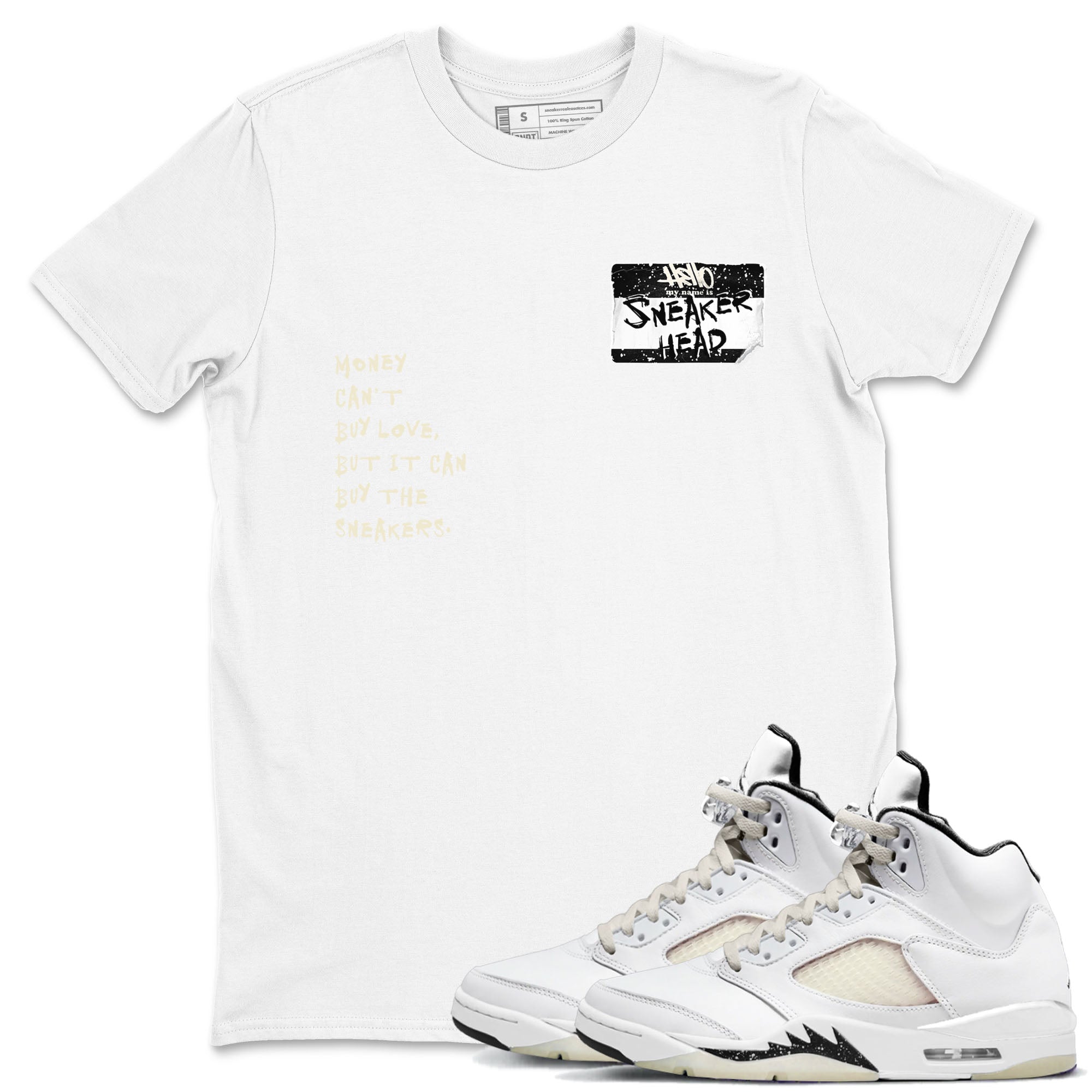 5s Sail shirt to match jordans Sneakerhead Badge sneaker tees Air Jordan 5 Sail Drip Gear Zone unisex cotton White 1 crew neck shirt