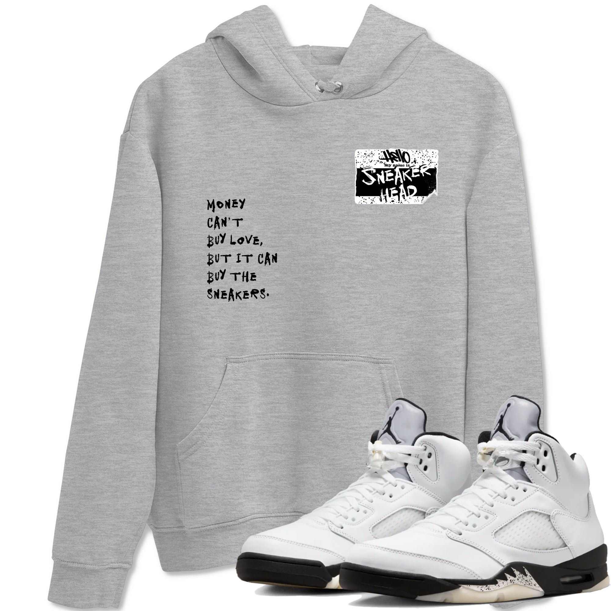 5s White Black shirts to match jordans Sneakerhead Badge sneaker match tees Air Jordan 5 White Black match shoes to clothes Drip Gear Zone unisex cotton Heather Grey 1 shirts