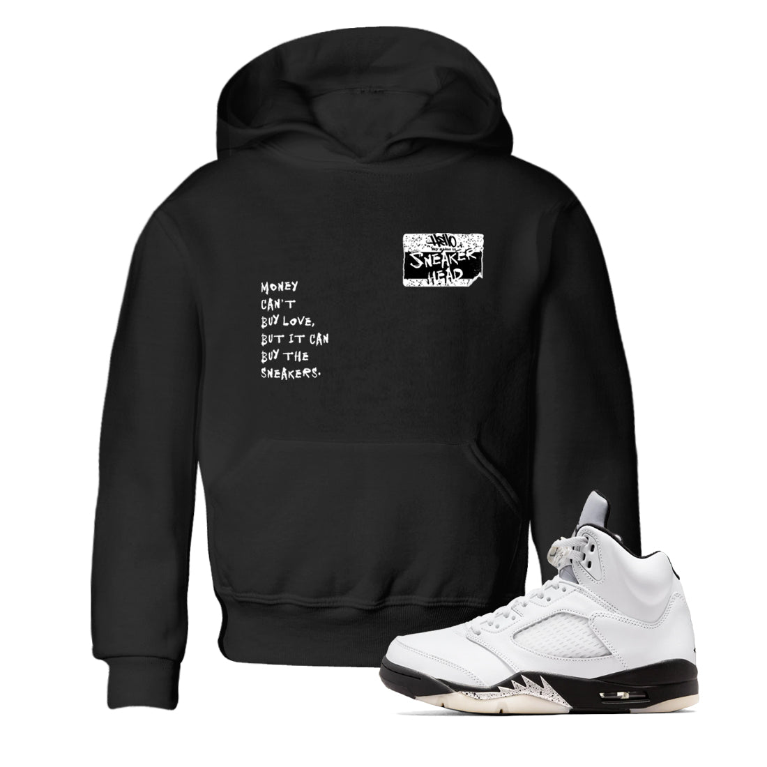 5s White Black shirts to match jordans Sneakerhead Badge sneaker match tees Air Jordan 5 White Black match shoes to clothes Drip Gear Zone Youth Baby Black 1 tee
