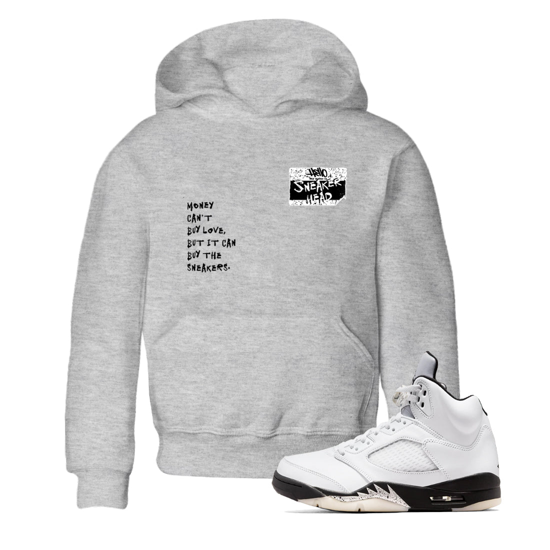 5s White Black shirts to match jordans Sneakerhead Badge sneaker match tees Air Jordan 5 White Black match shoes to clothes Drip Gear Zone Youth Baby Heather Grey 1 tee
