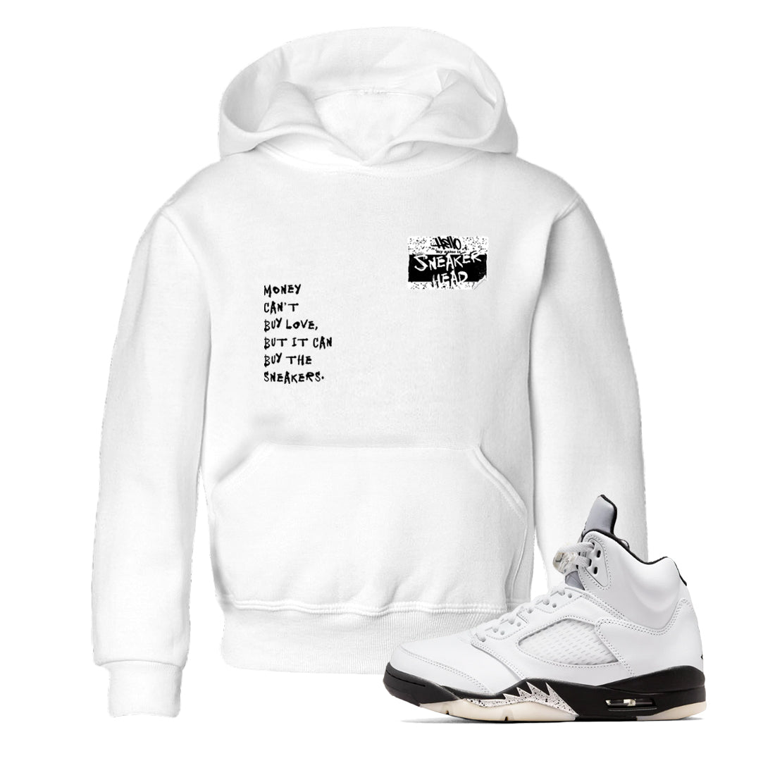5s White Black shirts to match jordans Sneakerhead Badge sneaker match tees Air Jordan 5 White Black match shoes to clothes Drip Gear Zone Youth Baby White 1 tee