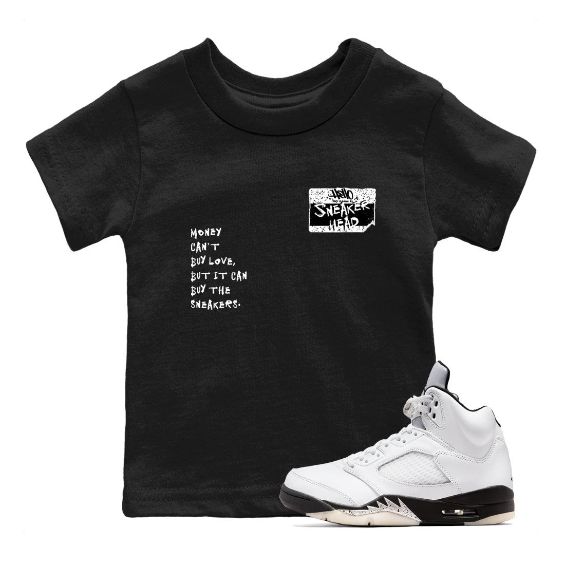5s White Black shirts to match jordans Sneakerhead Badge sneaker match tees Air Jordan 5 White Black match shoes to clothes Drip Gear Zone Youth Baby Black 1 tee