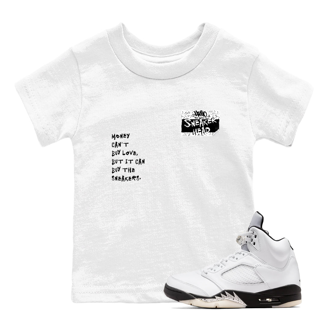 5s White Black shirts to match jordans Sneakerhead Badge sneaker match tees Air Jordan 5 White Black match shoes to clothes Drip Gear Zone Youth Baby White 1 tee