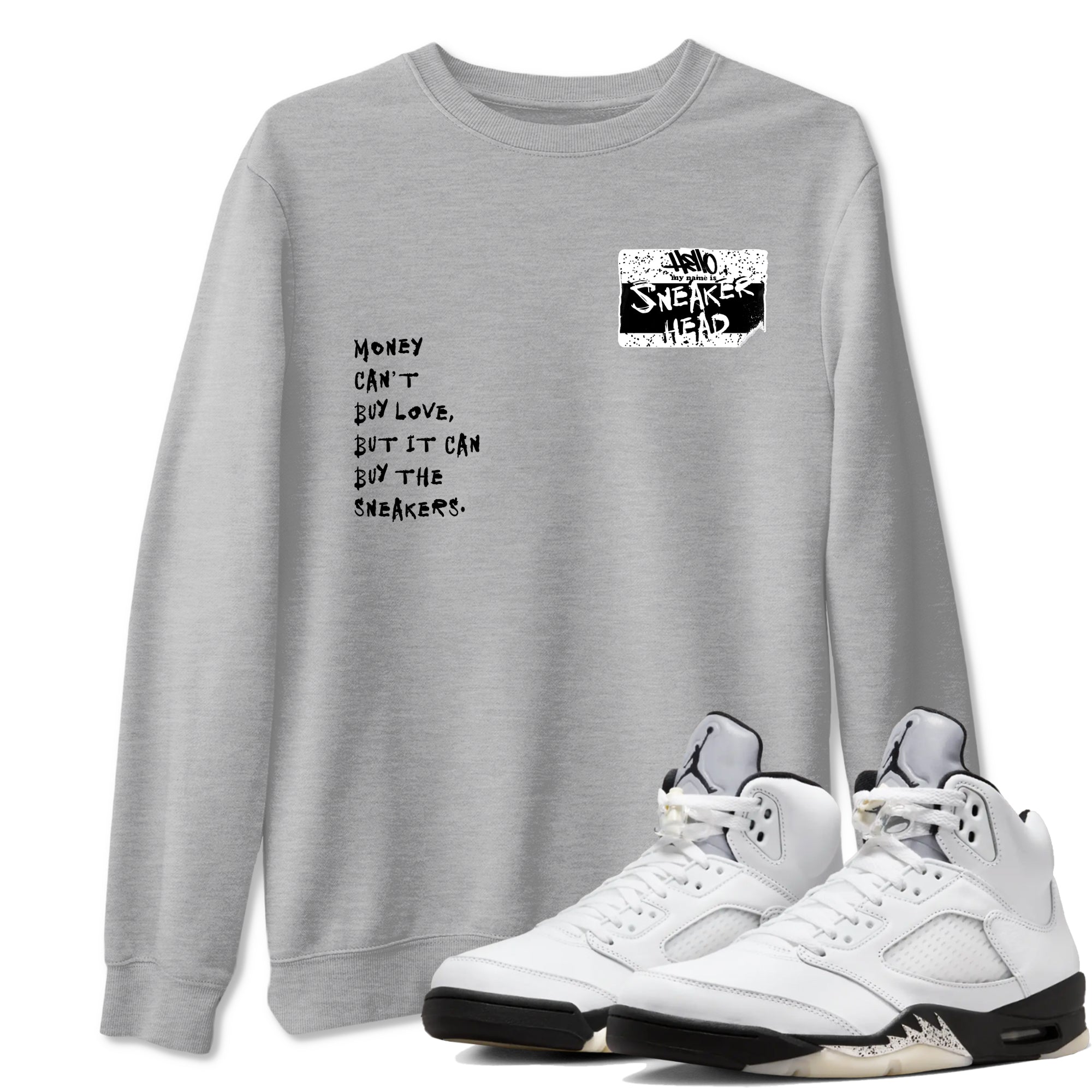 5s White Black shirts to match jordans Sneakerhead Badge sneaker match tees Air Jordan 5 White Black match shoes to clothes Drip Gear Zone unisex cotton Heather Grey 1 shirts