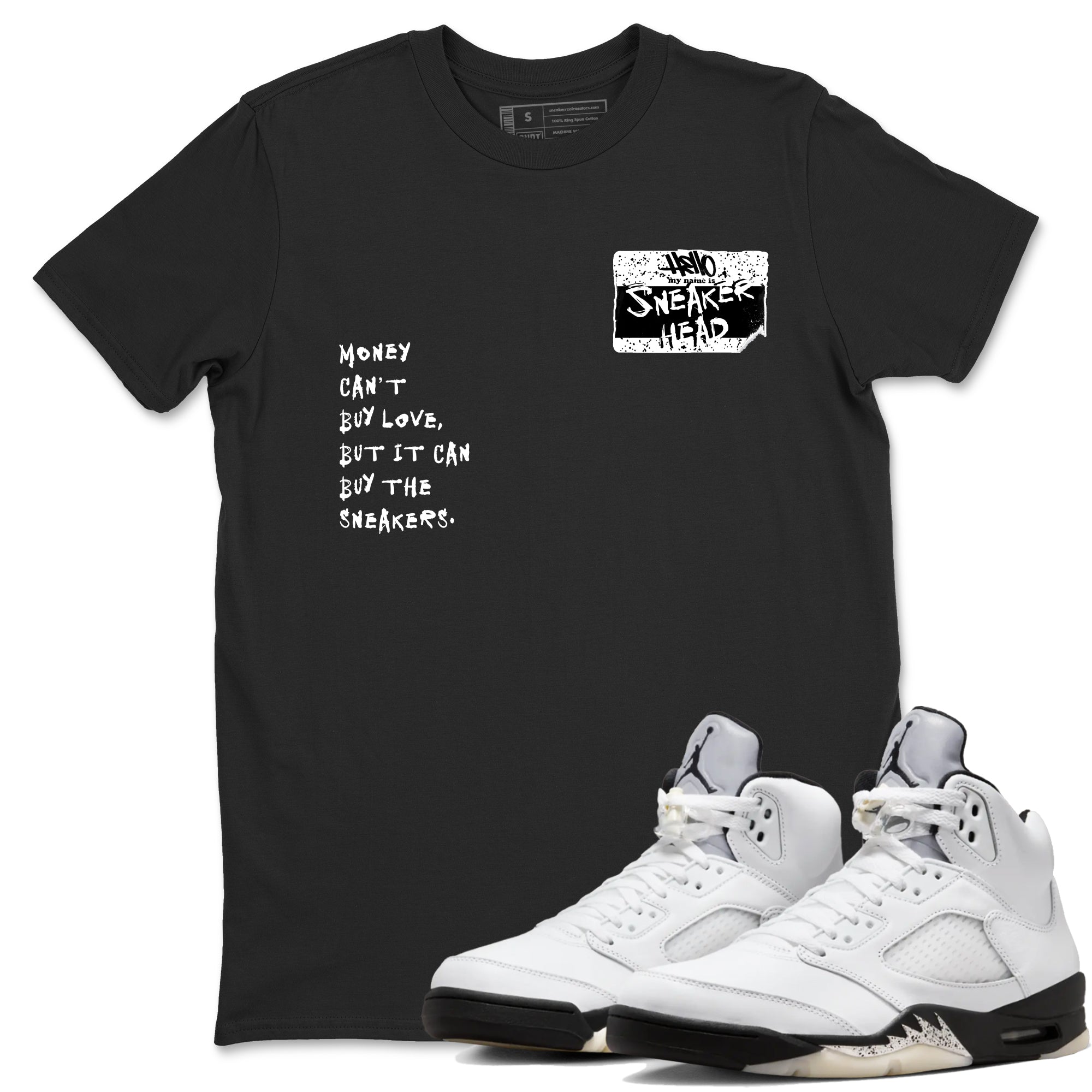 5s White Black shirts to match jordans Sneakerhead Badge sneaker match tees Air Jordan 5 White Black match shoes to clothes Drip Gear Zone unisex cotton Black 1 shirts