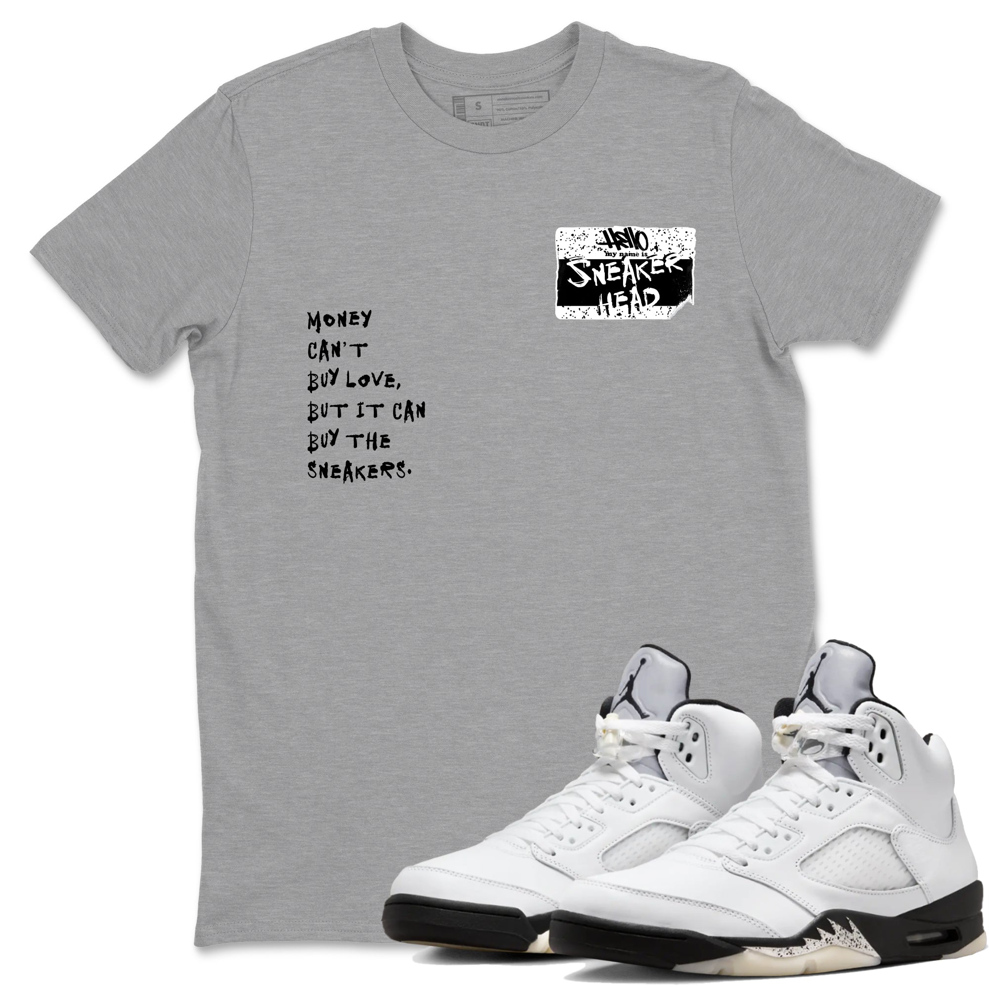5s White Black shirts to match jordans Sneakerhead Badge sneaker match tees Air Jordan 5 White Black match shoes to clothes Drip Gear Zone unisex cotton Heather Grey 1 shirts
