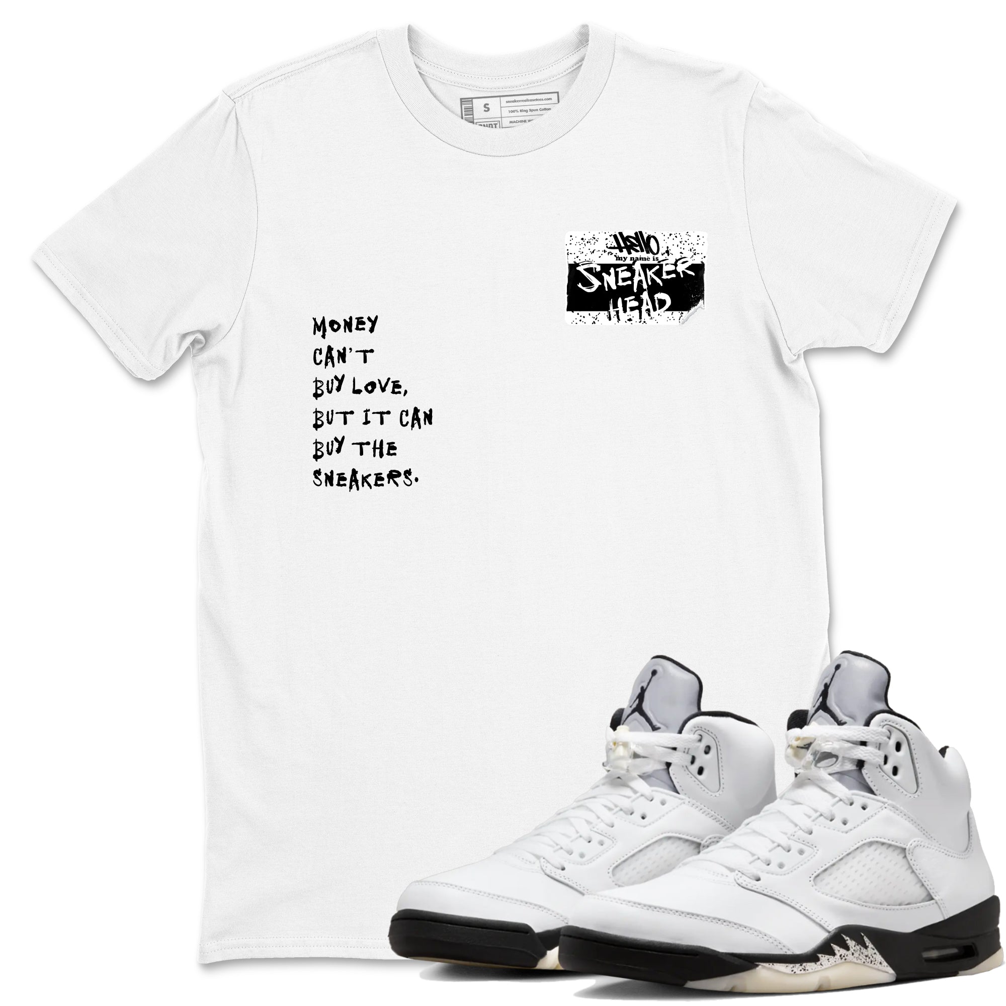 5s White Black shirts to match jordans Sneakerhead Badge sneaker match tees Air Jordan 5 White Black match shoes to clothes Drip Gear Zone unisex cotton White 1 shirts