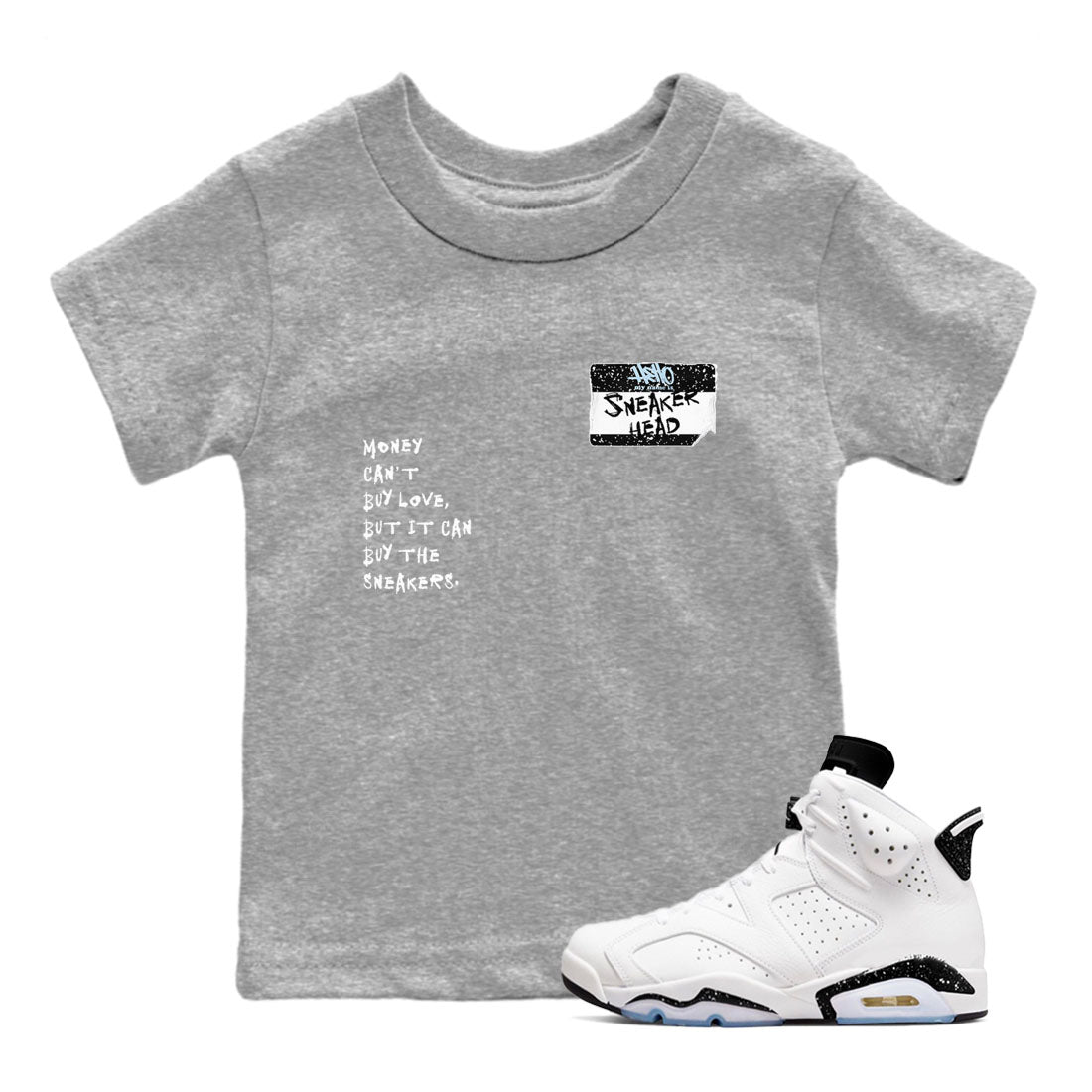 6s Reverse Cookies shirt to match jordans Sneakerhead Badge sneaker tees Air Jordan 6 Reverse Cookies Drip Gear Zone baby toddler Heather Grey 1 cotton Shirt