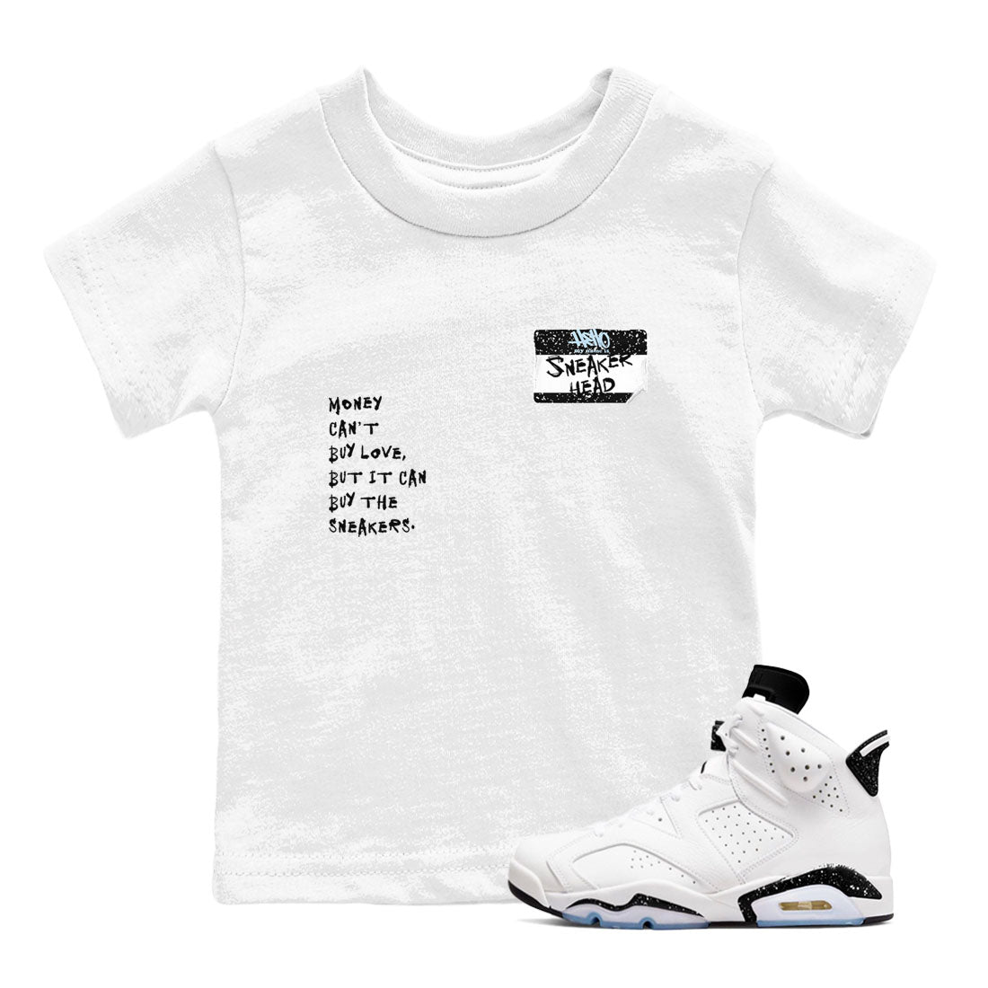 6s White Black shirt to match jordans Sneakerhead Badge sneaker tees Air Jordan 6 White Black Drip Gear Zone baby toddler White 1 cotton Shirt