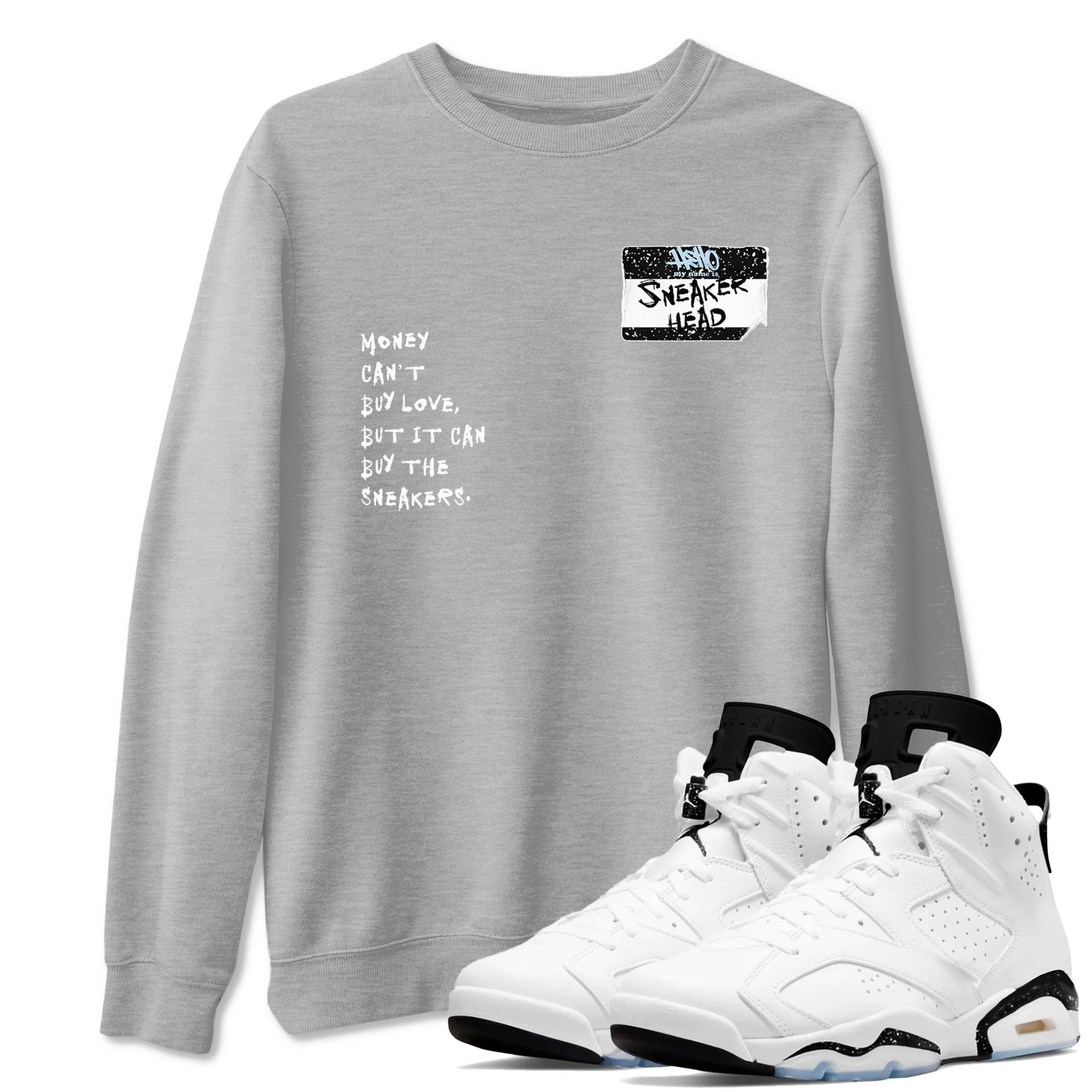 6s Reverse Cookies shirt to match jordans Sneakerhead Badge sneaker tees Air Jordan 6 Reverse Cookies Drip Gear Zone unisex cotton Heather Grey 1 crew neck shirt
