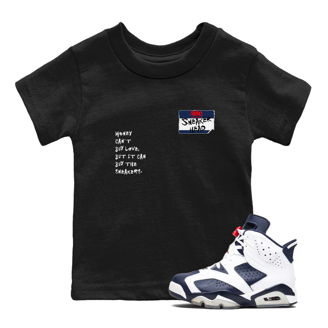 6s White And Midnight Navy shirts to match jordans Sneakerhead Badge sneaker match tees Air Jordan 6 White And Midnight Navy Drip Gear Zone Youth Baby Black 1 crew neck shirts