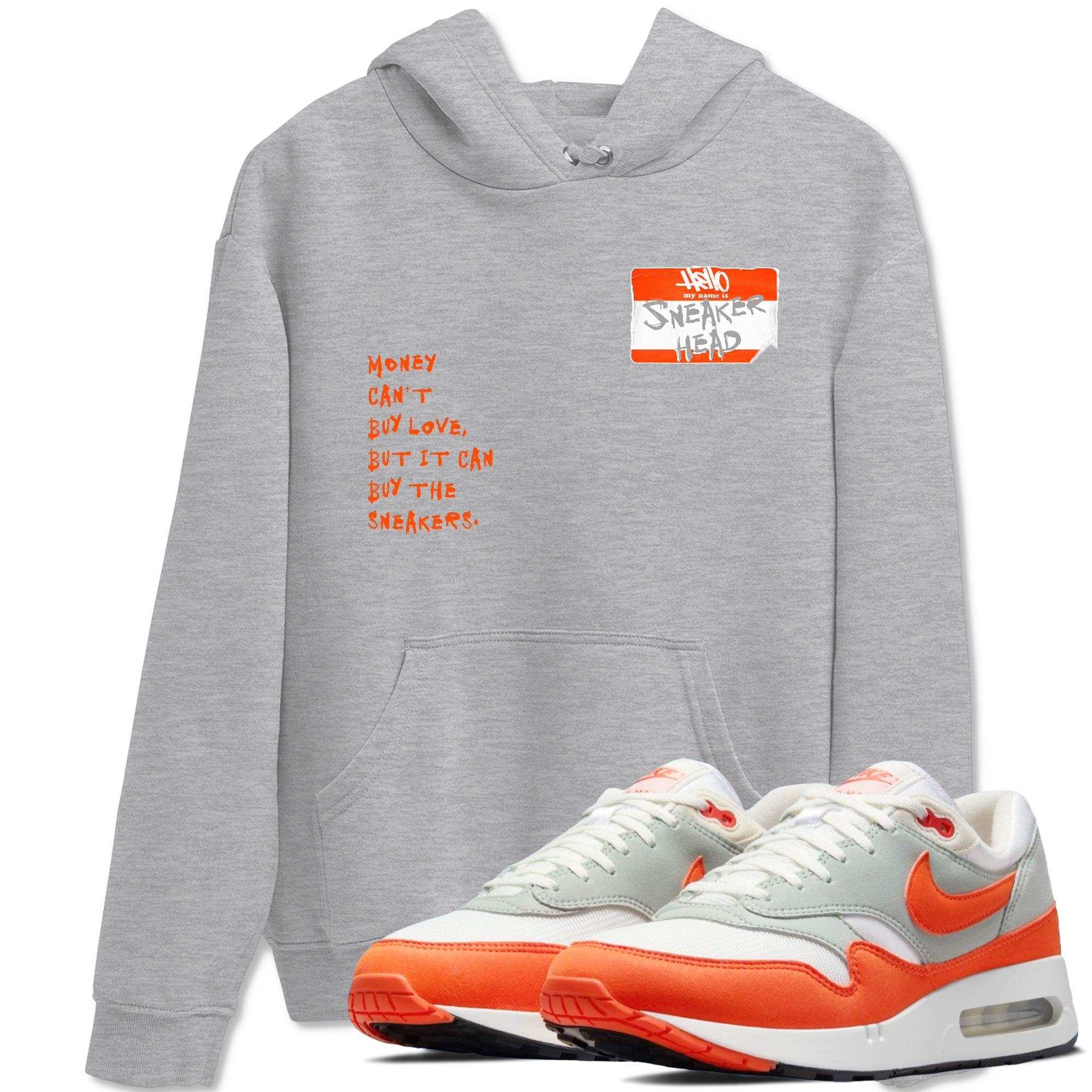 Air Max 1 OG '86 'Summit White and Cosmic Clay shirts to match jordans Sneakerhead Badge sneaker match tees Air Max 1 Cosmic Clay match shoes to clothes Drip Gear Zone unisex cotton Heather Grey 1 shirts