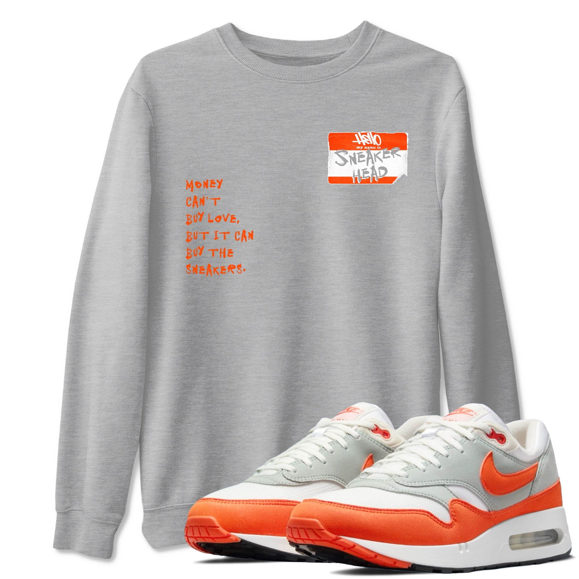 Air Max 1 OG '86 'Summit White and Cosmic Clay shirts to match jordans Sneakerhead Badge sneaker match tees Air Max 1 Cosmic Clay match shoes to clothes Drip Gear Zone unisex cotton Heather Grey 1 shirts